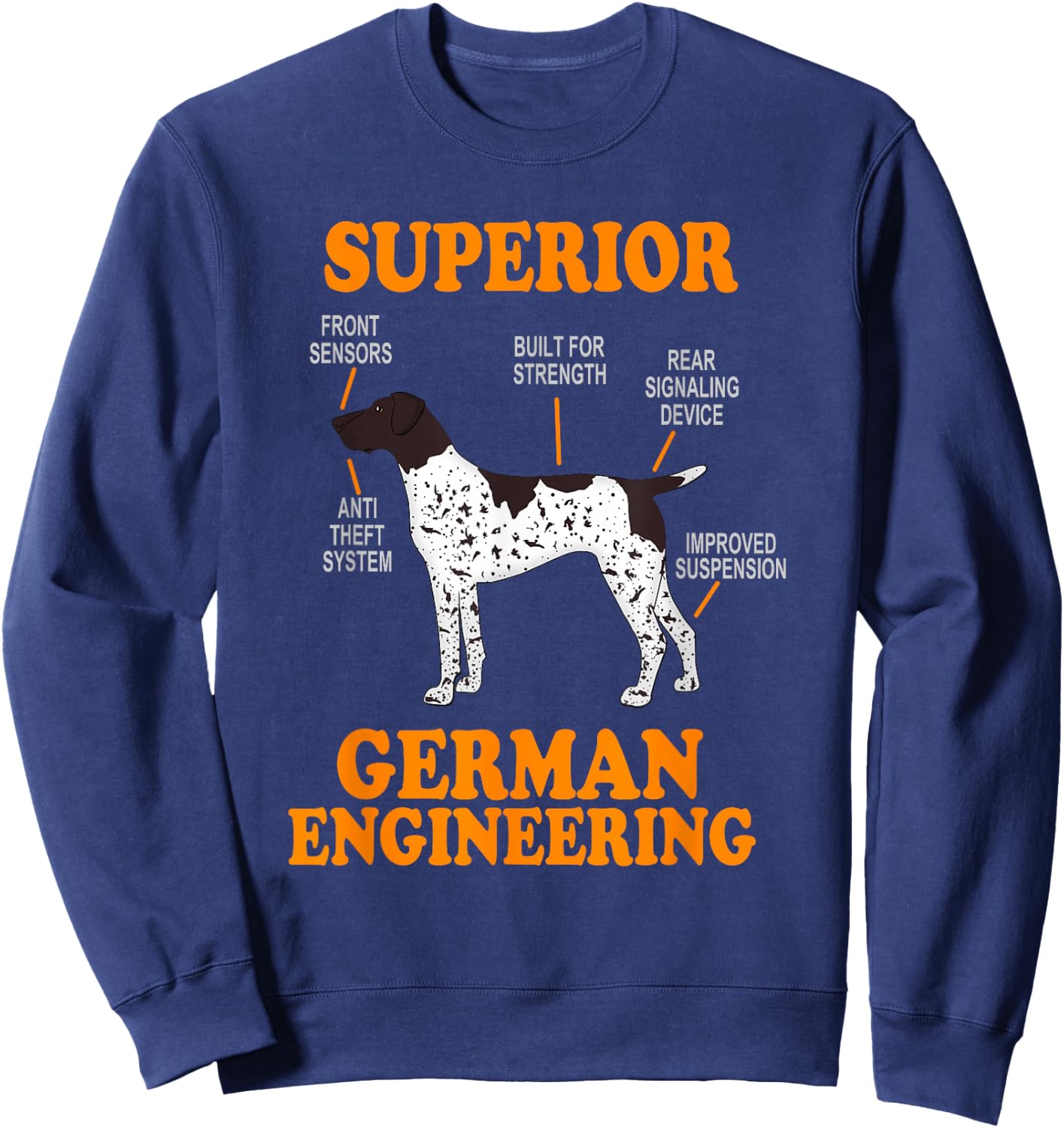 German Shorthair Pointer Funny | Dog Silhouette Sweatshirt - Sweatshirt | Navy