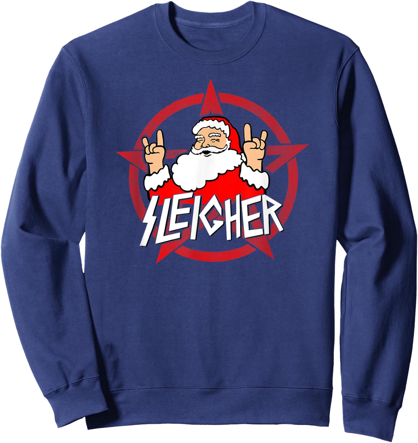 Santa Sleigher Funny Christmas Design for Metalheads Sweatshirt - Sweatshirt | Navy