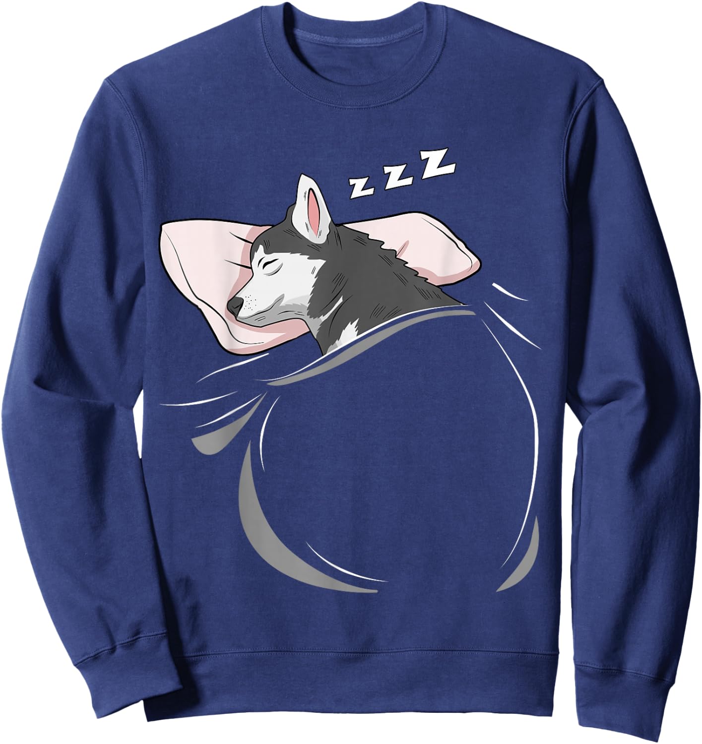 Husky Sleeping Animal Pajamas Nap PJs Outfit Gift Husky Sweatshirt - Sweatshirt | Navy