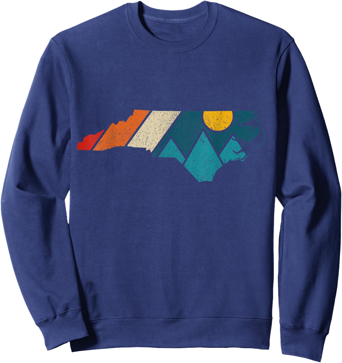 North Carolina Vintage State Map Mountains Hiking Pride Gift Sweatshirt - Sweatshirt | Navy