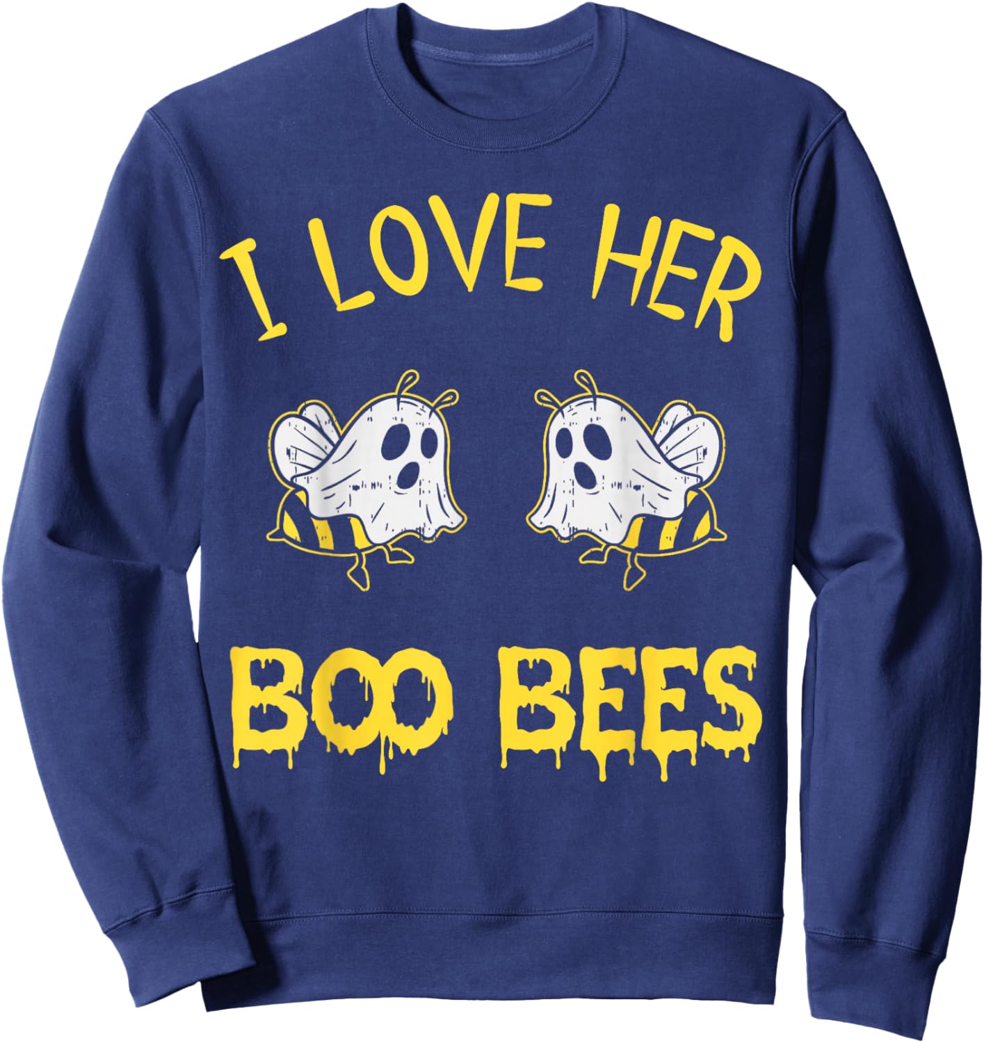 I Love Her Boo Bees Couples Halloween Adult Costume His Men Sweatshirt - Sweatshirt | Navy