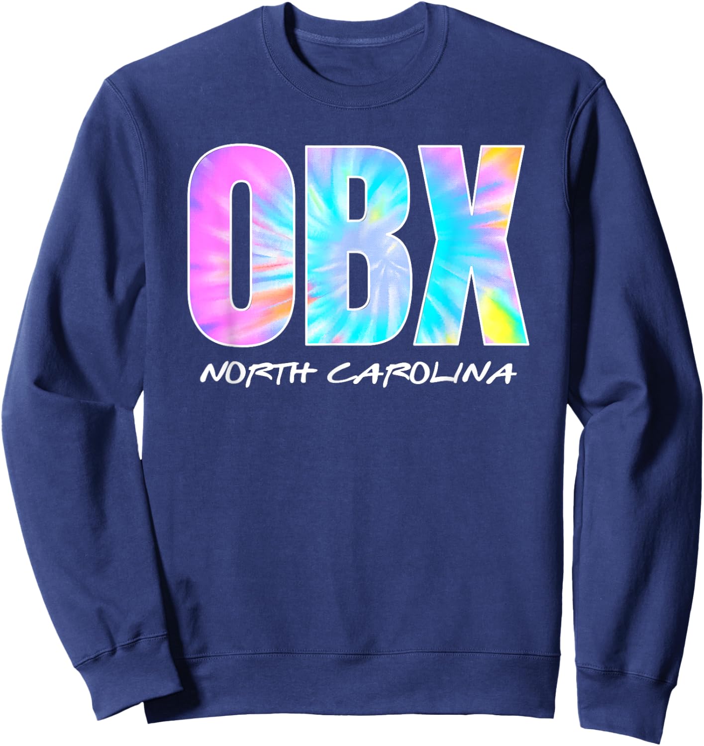 Retro Tie Dye OBX North Carolina Outer Banks Boys Girls Sweatshirt - Sweatshirt | Navy