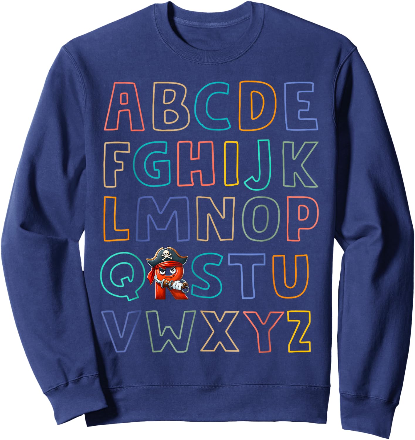 Funny Pirate Day Abc's Alphabet R Bandana Eyepatch Halloween Sweatshirt - Sweatshirt | Navy