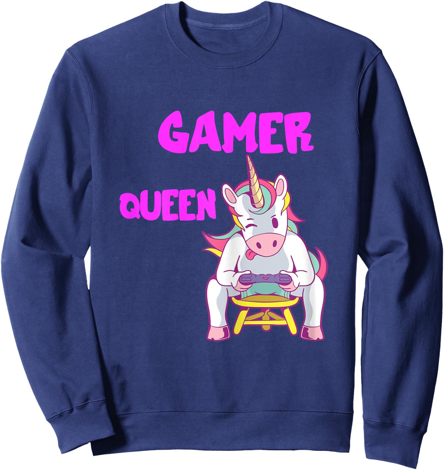 Gamer Queen Gaming Unicorn Console PC Computer Video Games Sweatshirt - Sweatshirt | Navy