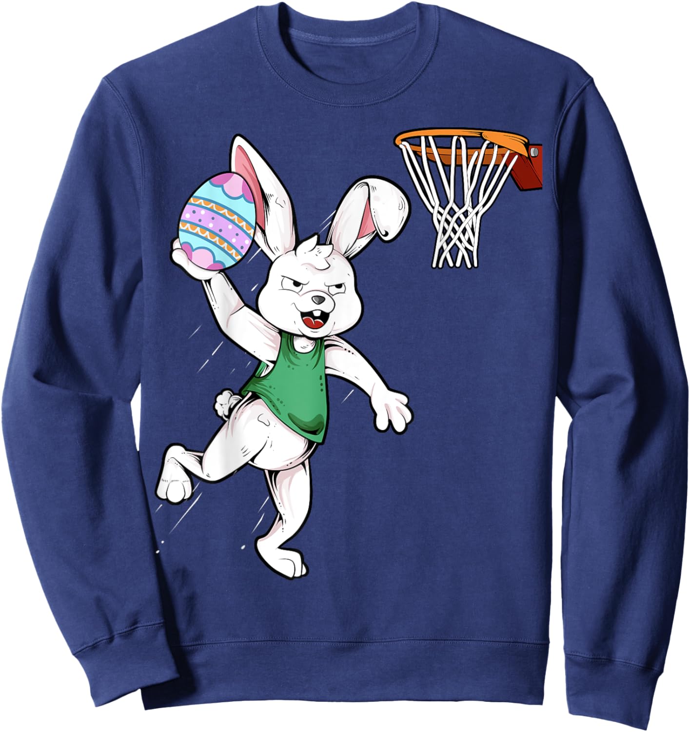 Happy Easter Shirt Kids Boys Bunny Dunk Basketball Easter Sweatshirt - Sweatshirt | Navy