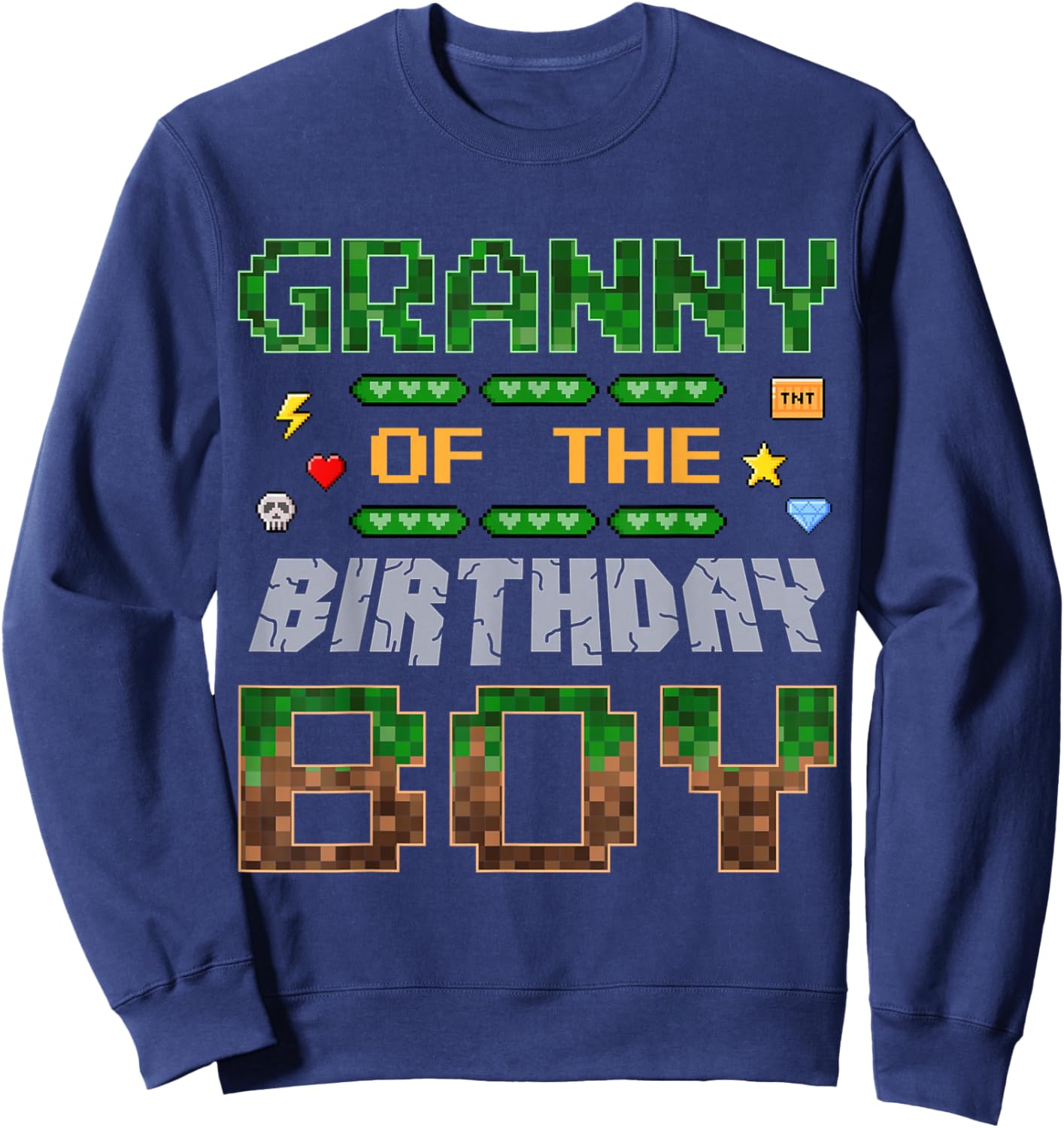 Granny of the Birthday Boy Pixel Gamer Family Love Sweatshirt - Sweatshirt | Navy