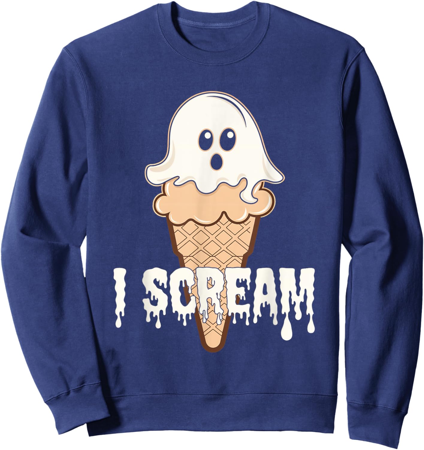 I Scream Ice Cream Ghost Halloween Costume Spooky Sweatshirt - Sweatshirt | Navy
