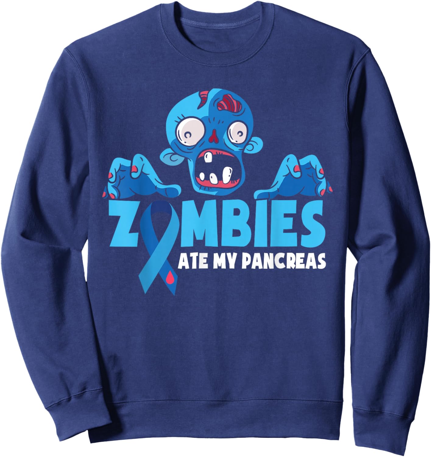 Type 1 Diabetes Kids Zombies Ate My Pancreas Sweatshirt - Sweatshirt | Navy