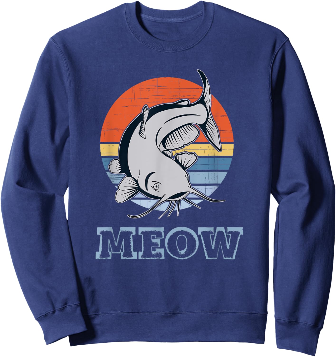 Catfish Meow Retro Distressed Sunset Sweatshirt - Sweatshirt | Navy