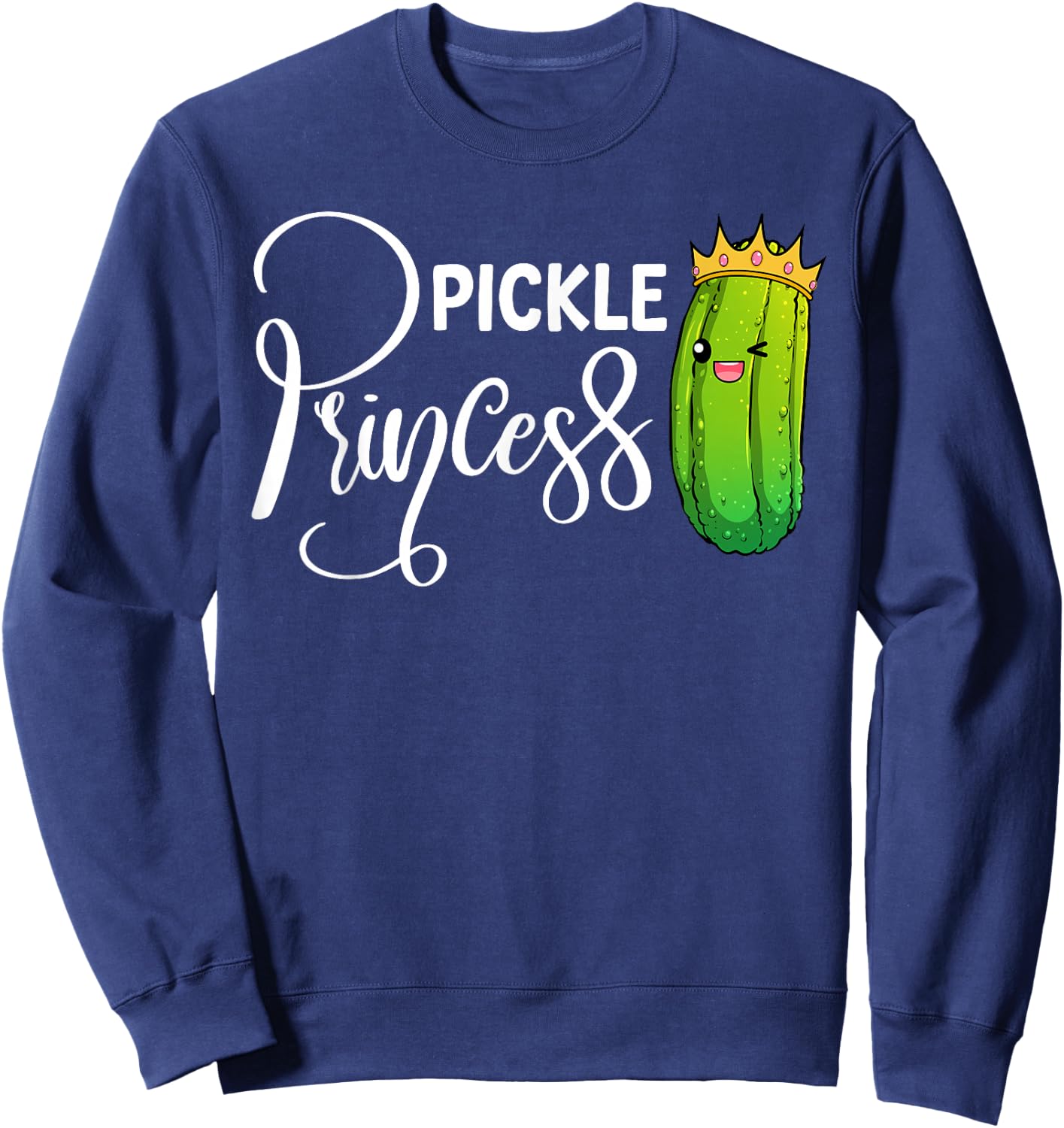 Cool Pickle Princess Art Girls Dill Pickle Novelty Sweatshirt - Sweatshirt | Navy