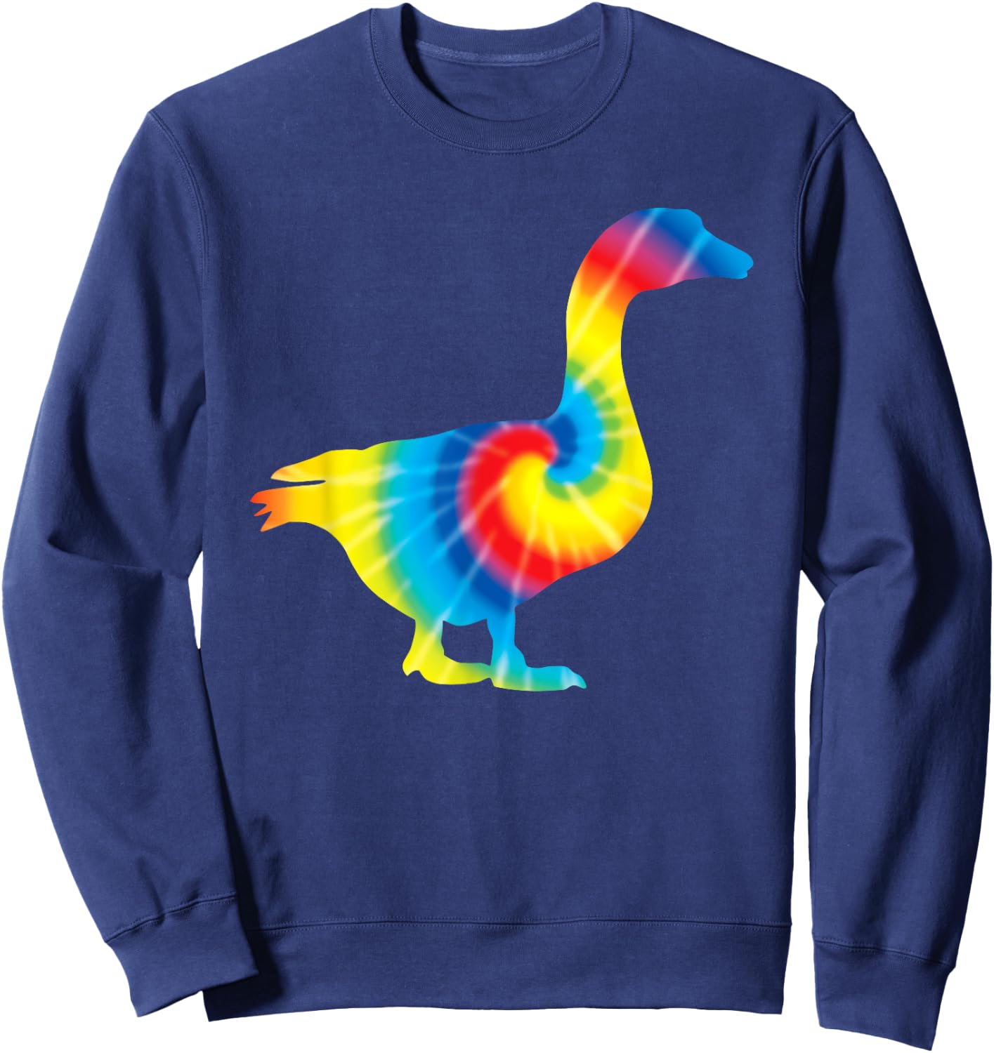 Tie Dye Goose Rainbow Print Waterfowl Hippie Peace Gift Sweatshirt - Sweatshirt | Navy