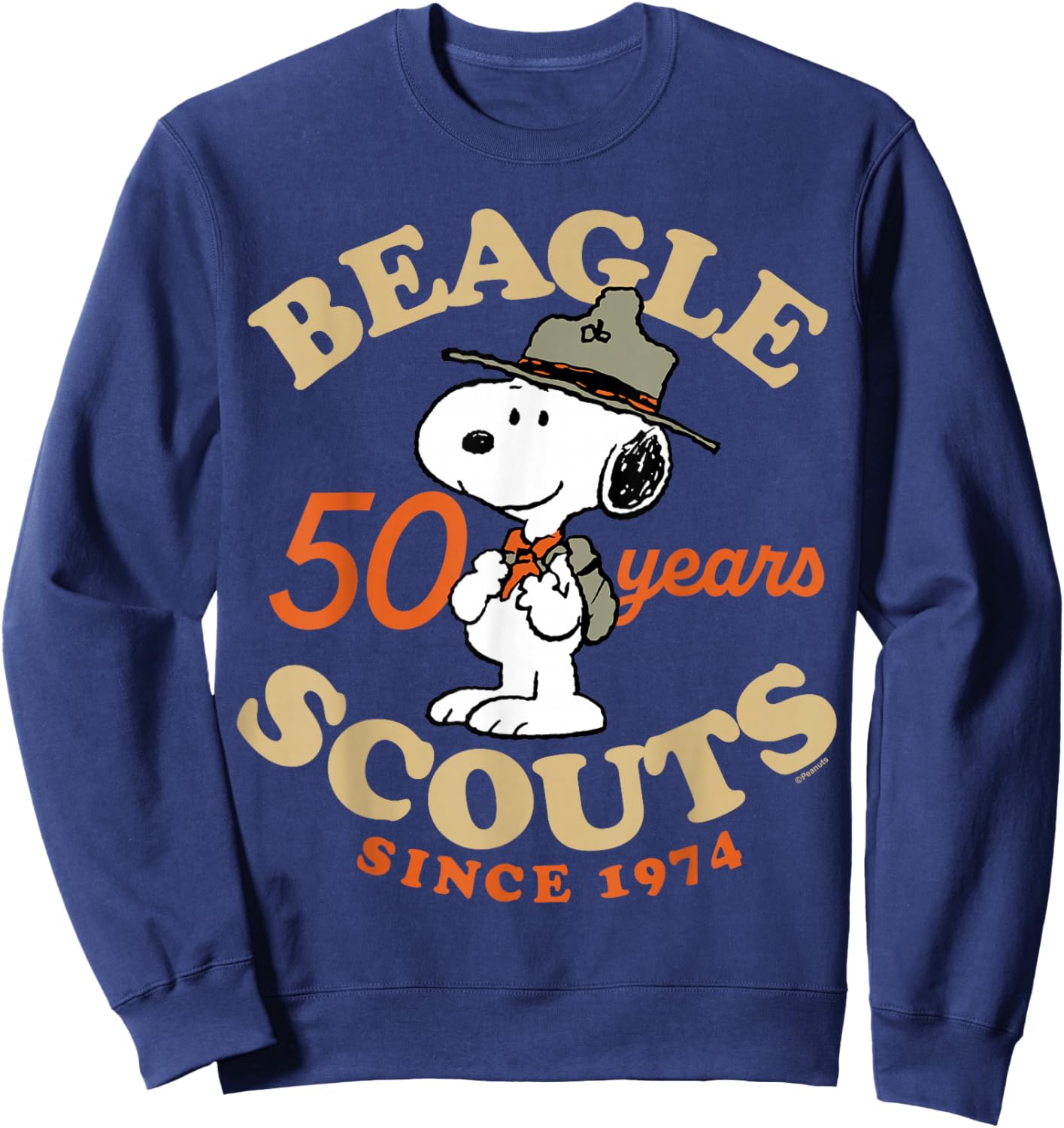 Peanuts - Snoopy Beagle Scouts 50 Year Badge Sweatshirt - Sweatshirt | Navy