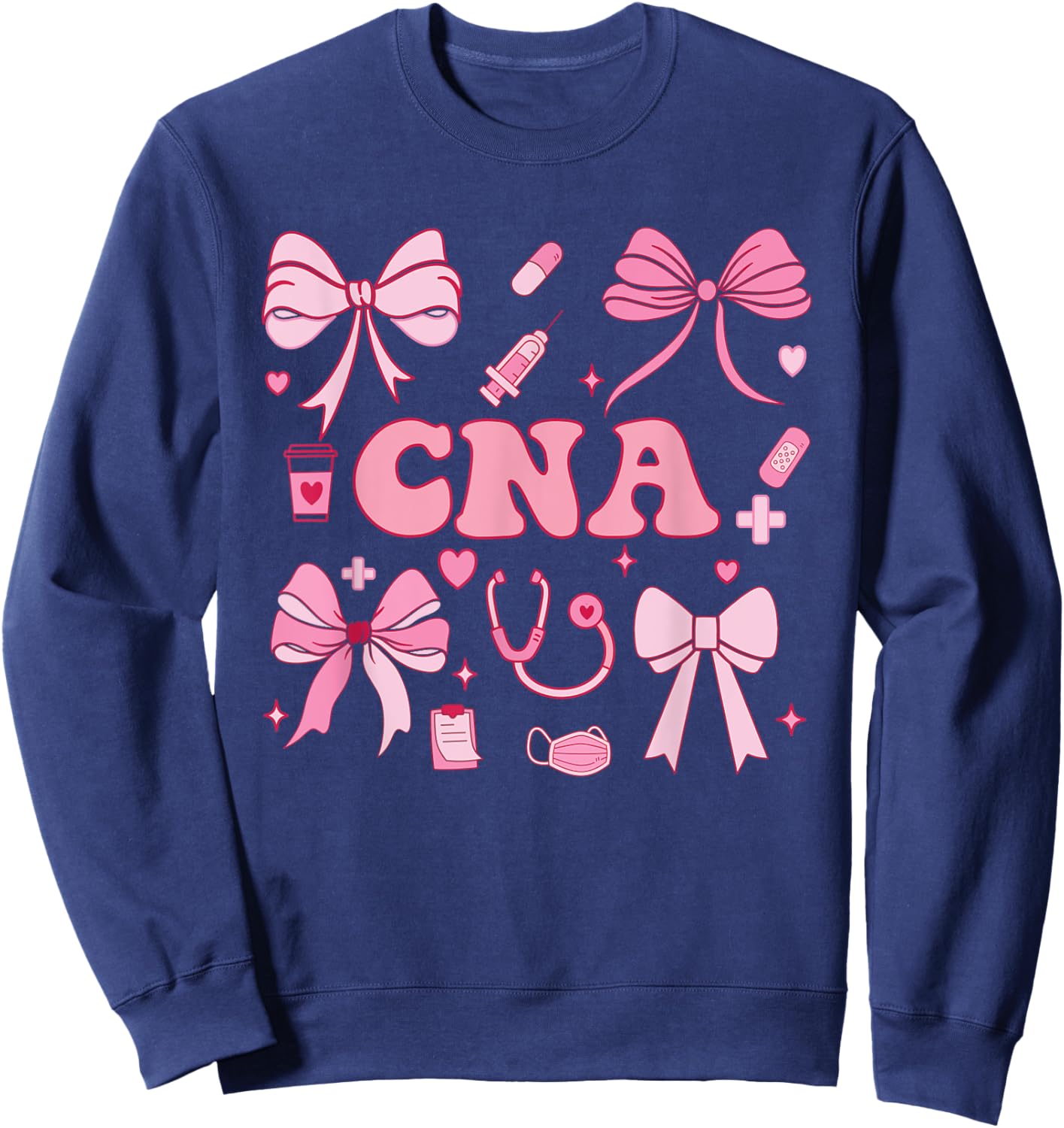 CNA Certified Nurse Assistant Coquette Bow Sweatshirt - Sweatshirt | Navy