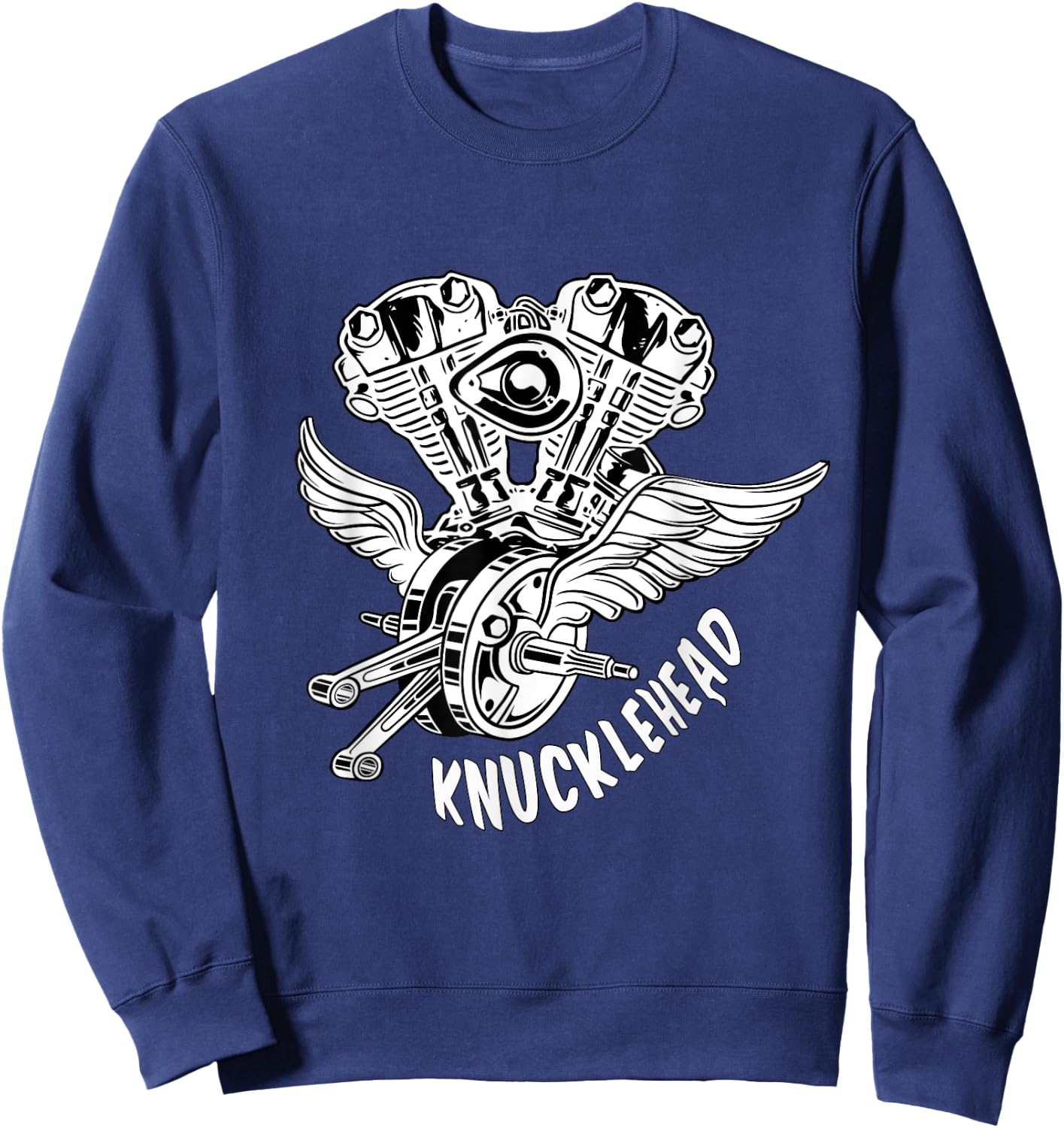 HD Knucklehead Old School Motorcycle Wings Retro Biker Gear Sweatshirt - Sweatshirt | Navy