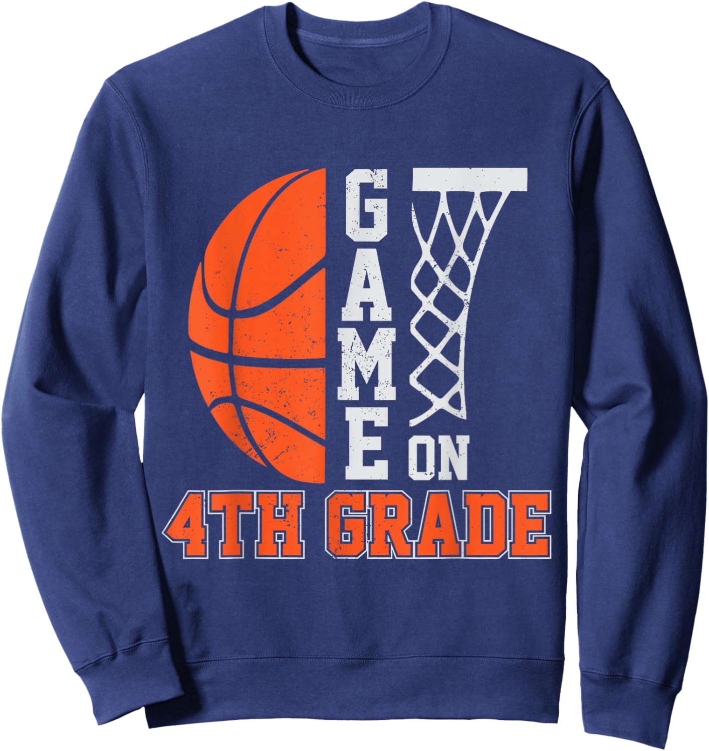 Back To School Game On 4th Grade Funny Basketball Kids Sweatshirt - Sweatshirt | Navy