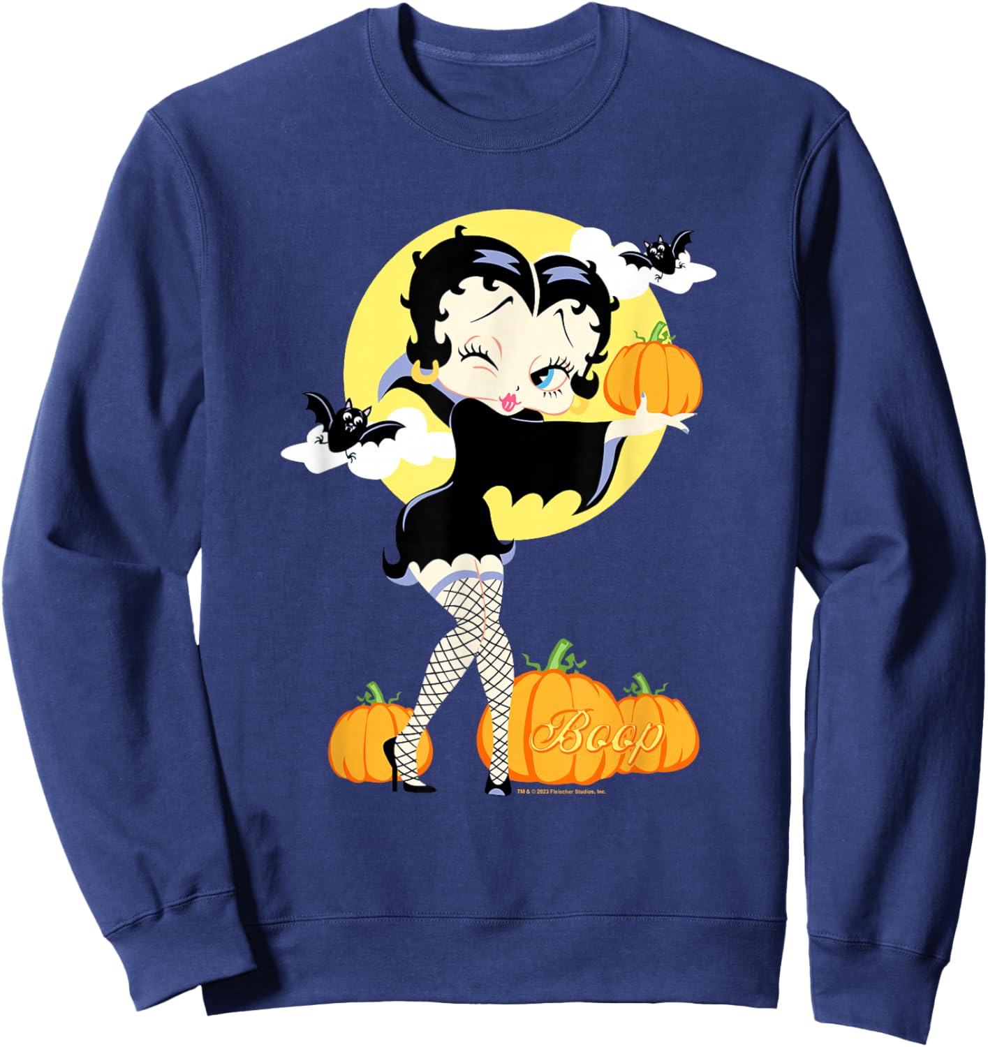 Betty Boop Halloween Sexy Miss Dracula Pumpkin Night Poster Sweatshirt - Sweatshirt | Navy