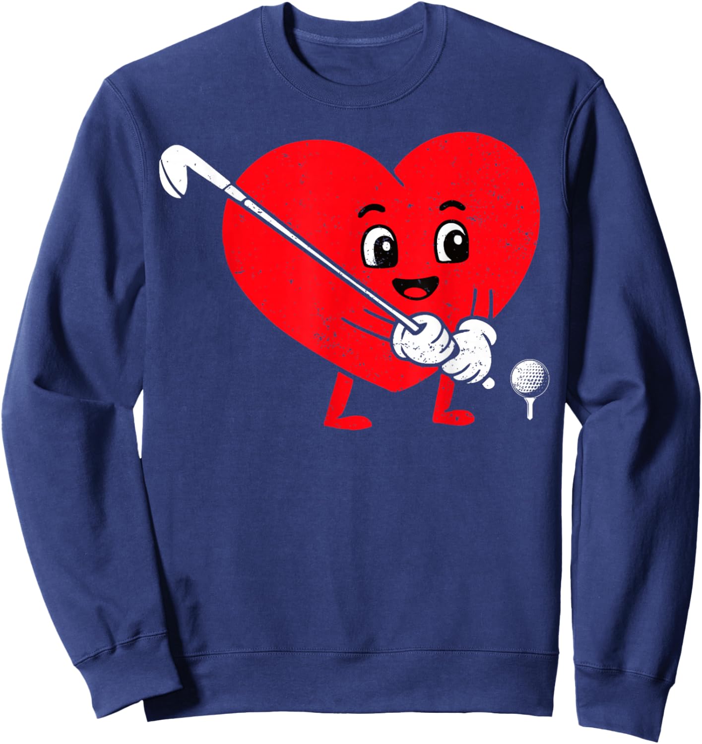 Happy Valentine Golf Heart Matching Couples Sweatshirt - Sweatshirt | Navy
