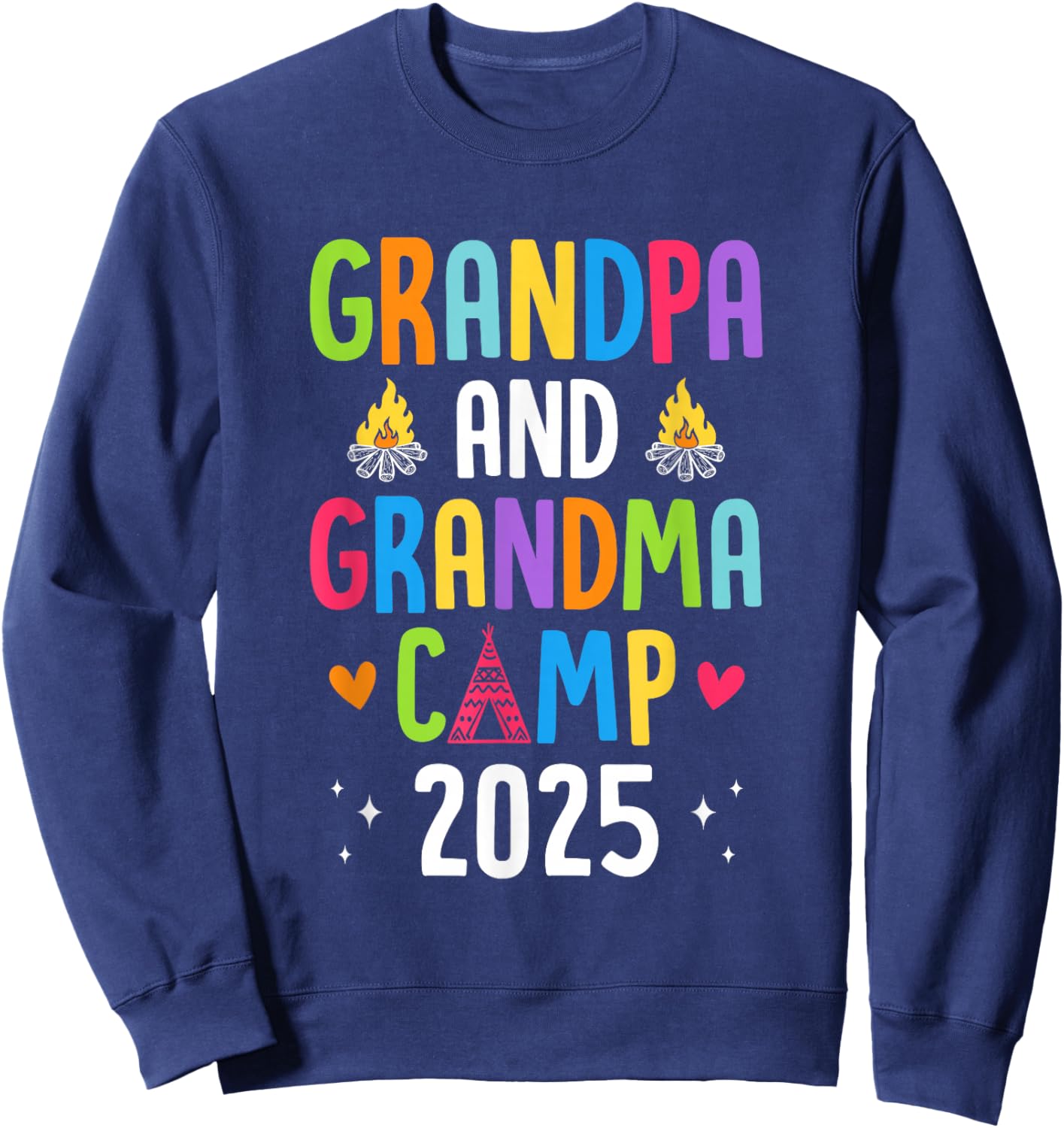 Grandparents Camp 2025 Cousins Summer Camping Vacation Sweatshirt - Sweatshirt | Navy