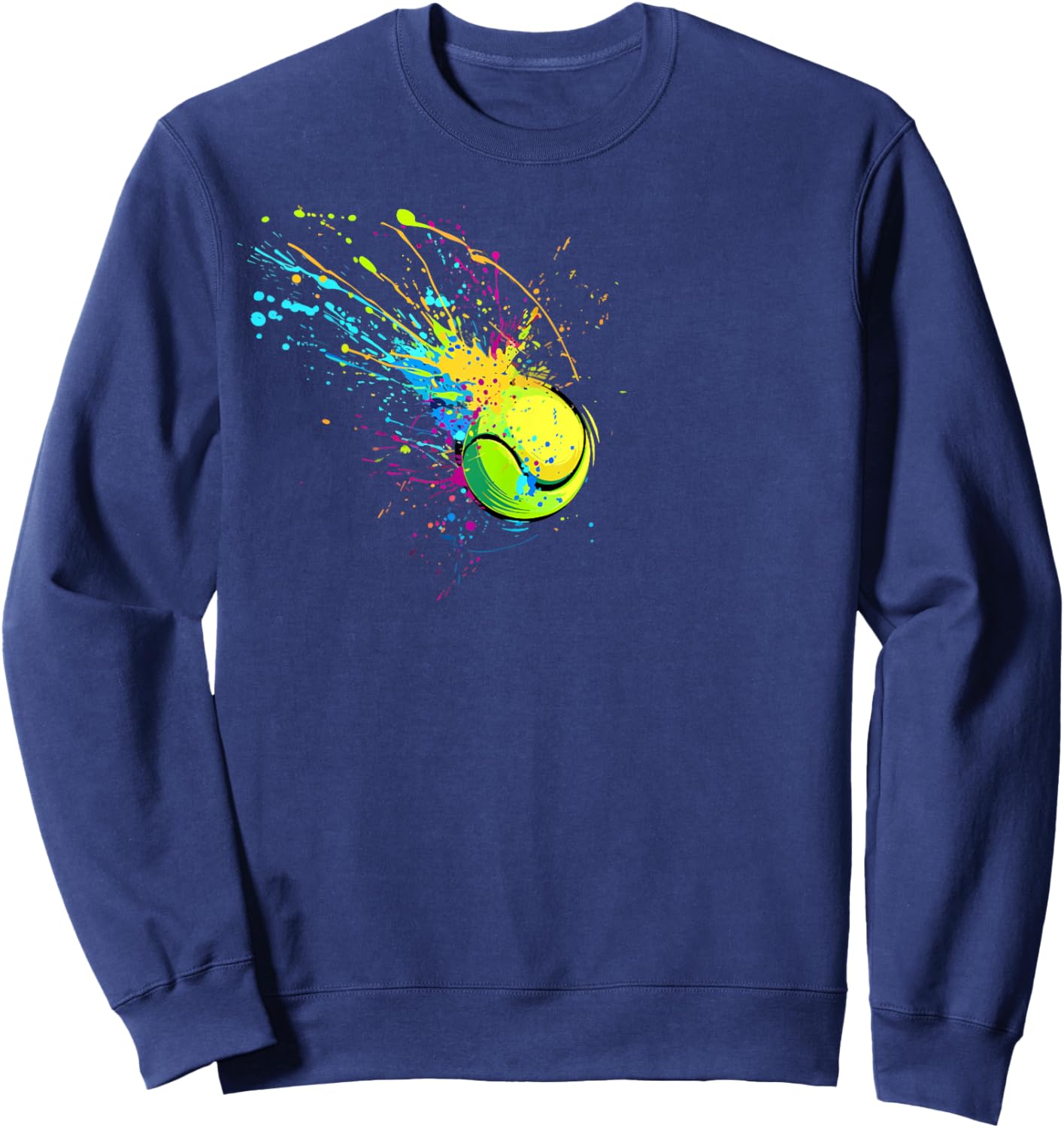 Colorful Tennis Ball Splash Art Tennis Lover Sweatshirt - Sweatshirt | Navy
