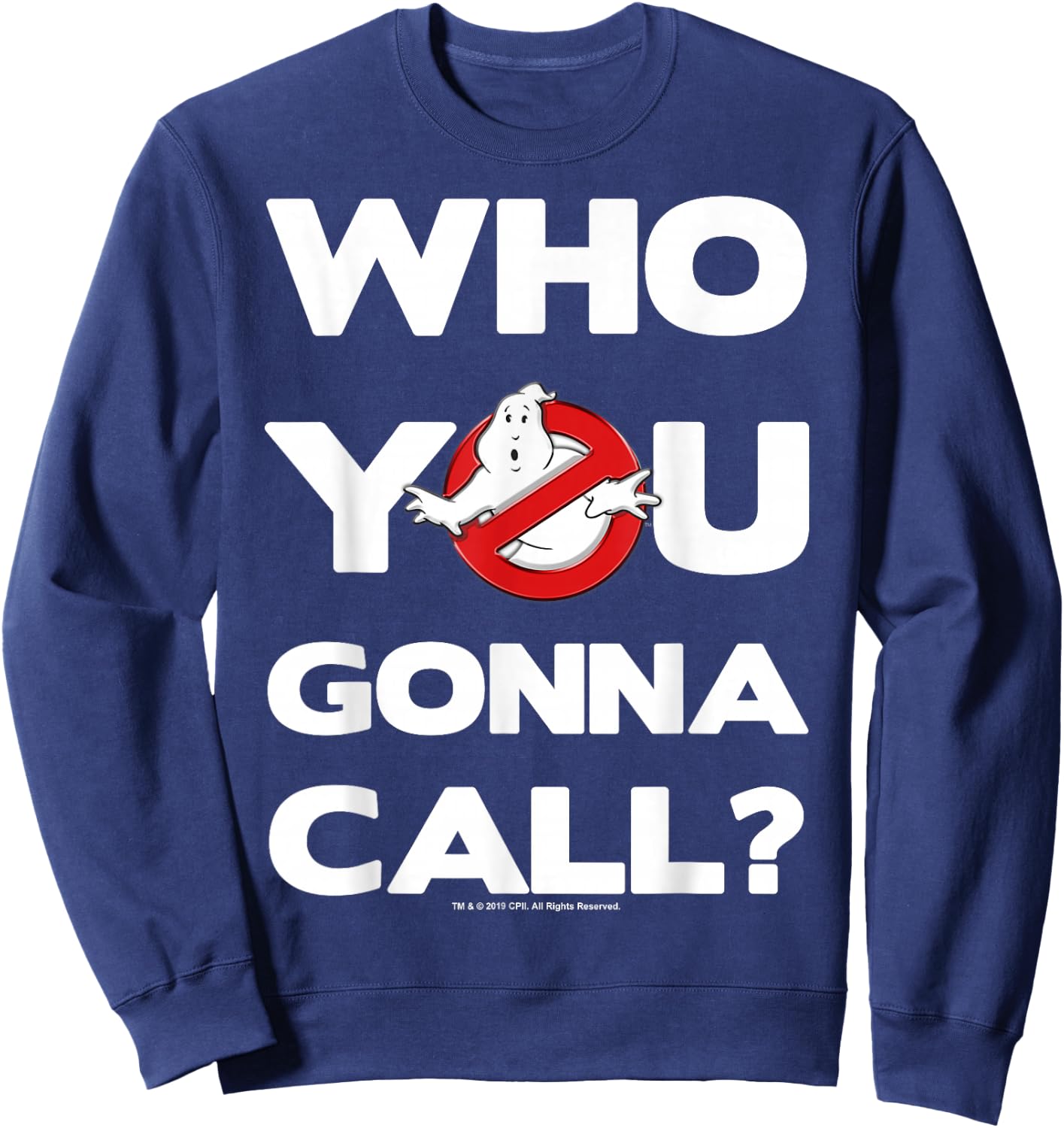 Ghostbusters Who You Gonna Call Bold Text Movie Logo Sweatshirt - Sweatshirt | Navy