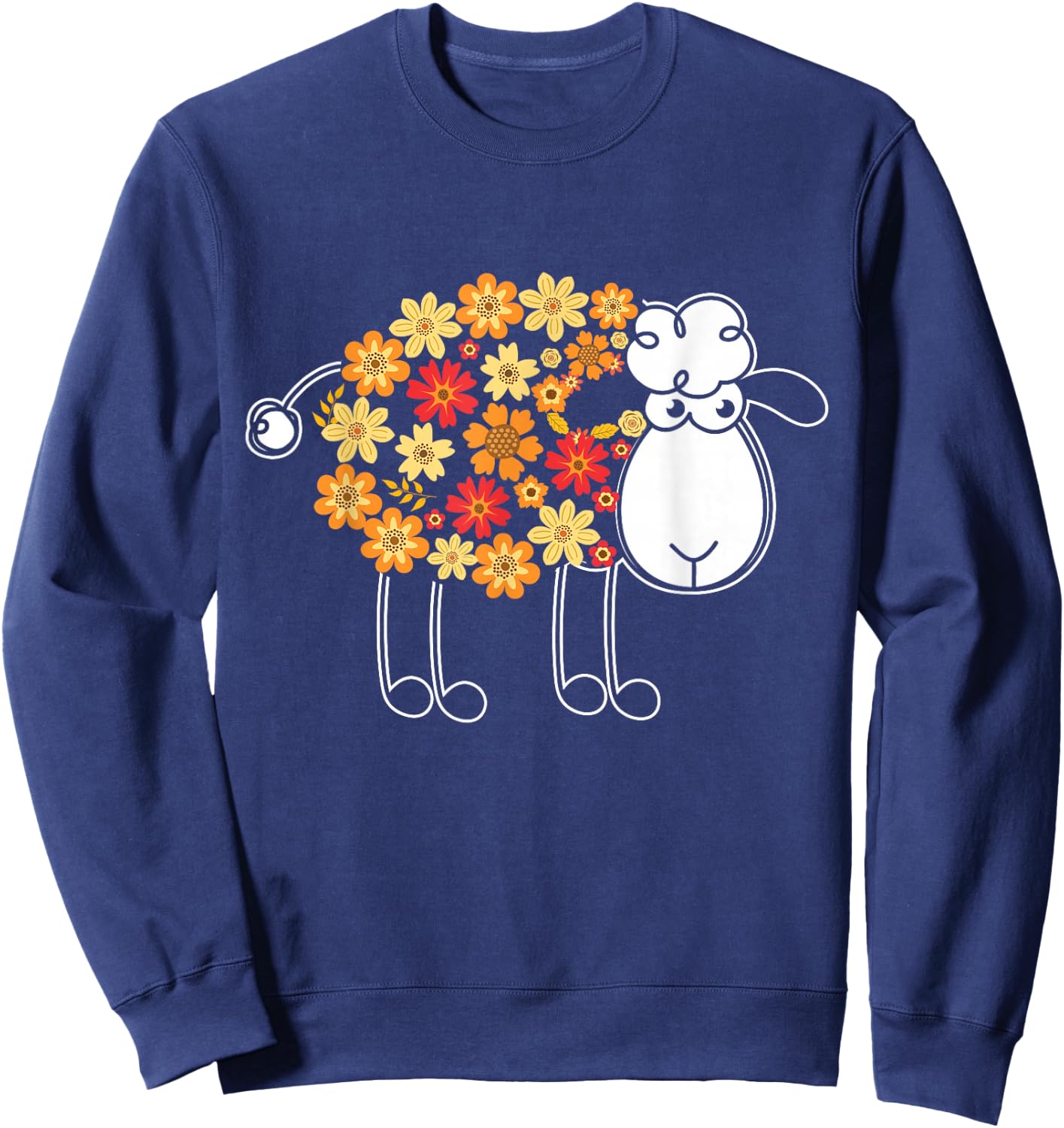 Funny Flower Sheep Design for Farming Lovers Sweatshirt - Sweatshirt | Navy