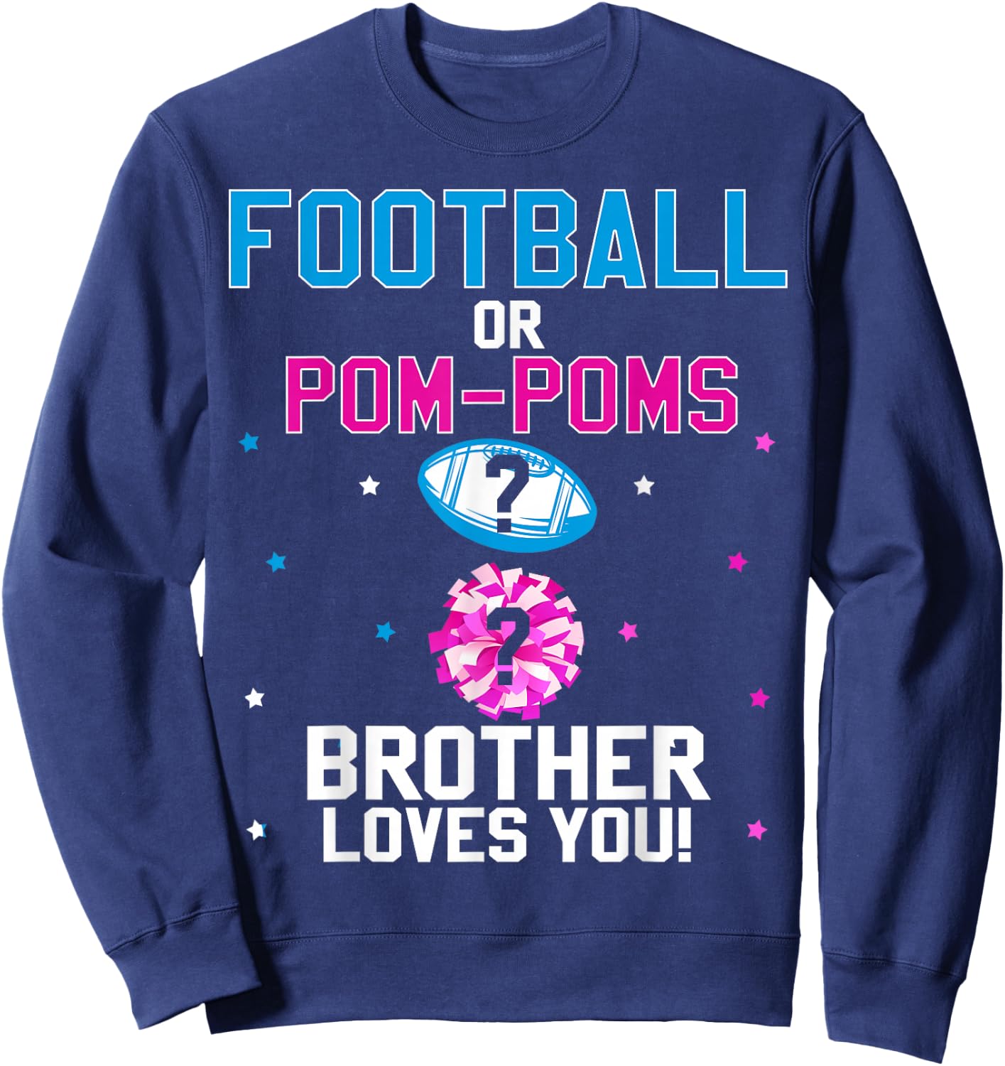 Football or Pom Poms Cheerleader Brother Loves You Baby Sweatshirt - Sweatshirt | Navy
