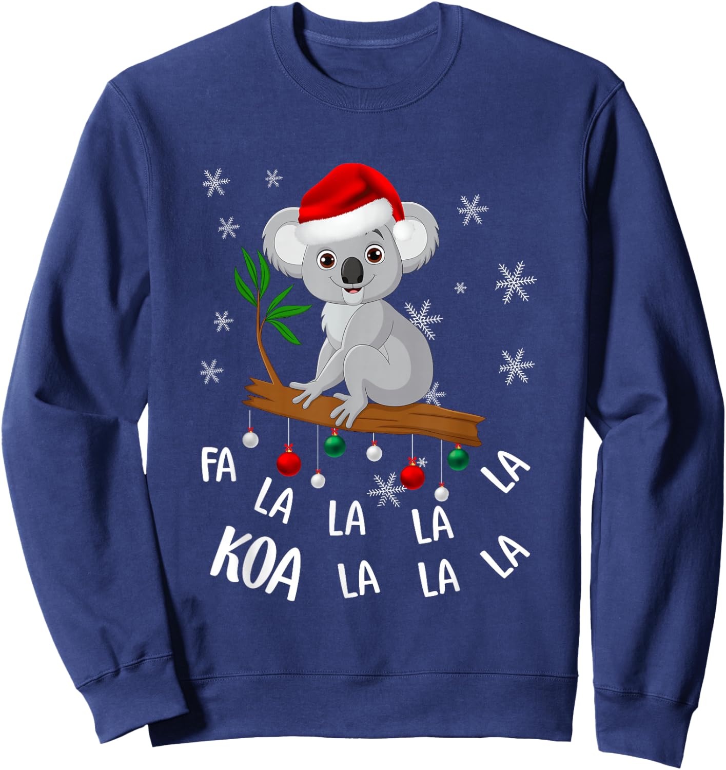 Fa la la Koala Cute Koala Bear in Christmas Hat Santa Sweatshirt - Sweatshirt | Navy
