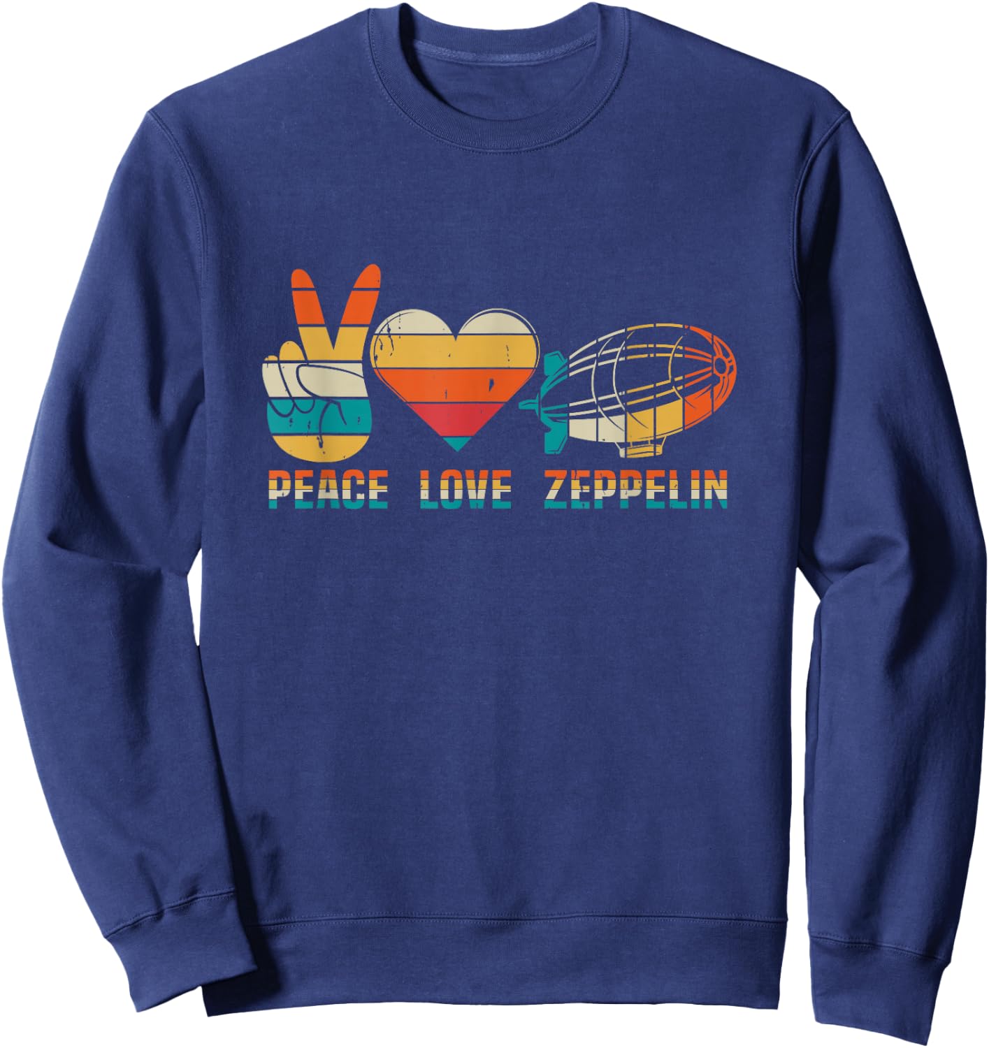 Dirigible Airship Blimp Zepelin Peace Love Zeppelin Sweatshirt - Sweatshirt | Navy
