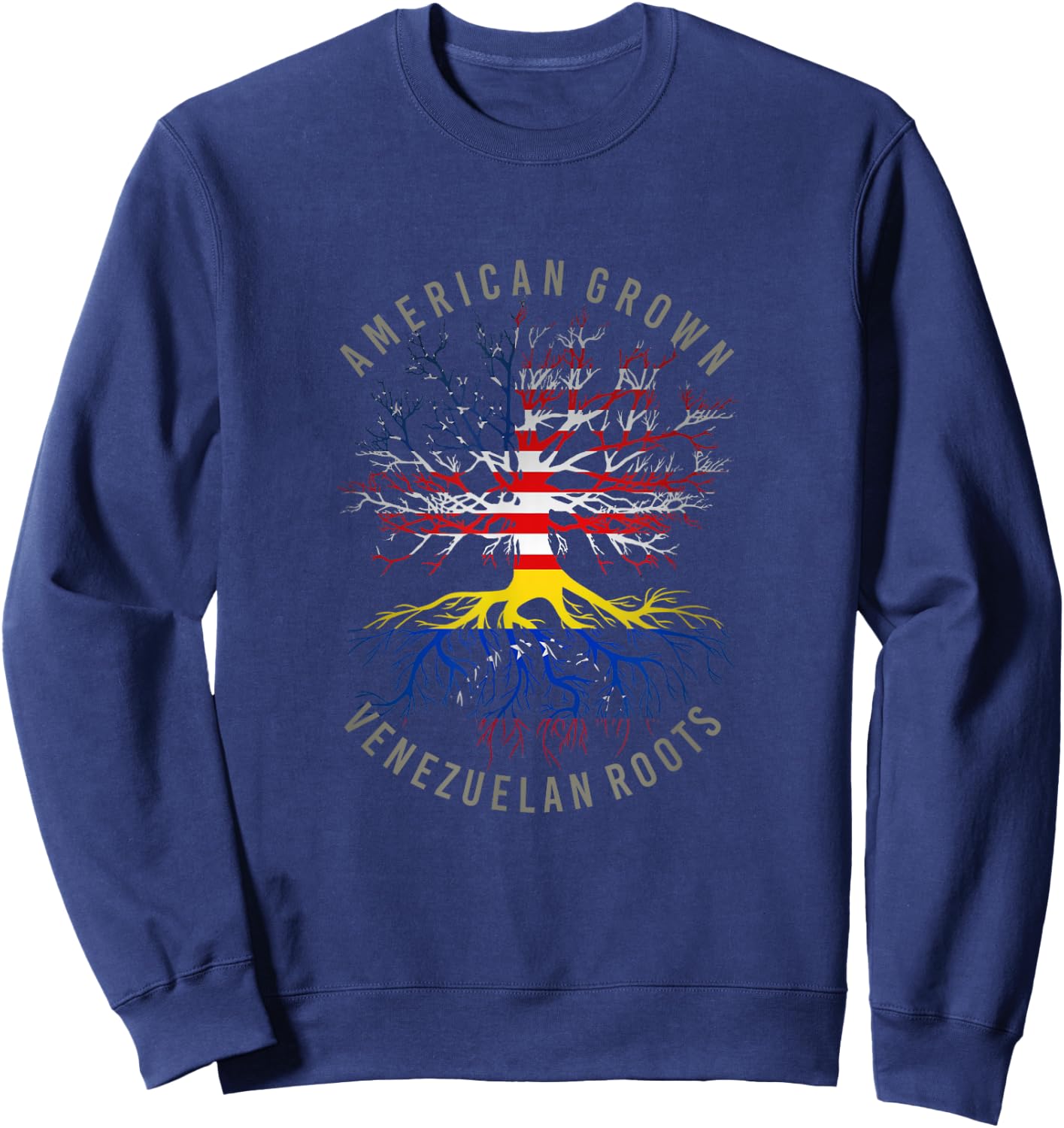 American Grown Venezuelan Roots USA Venezuela Flag Heritage Sweatshirt - Sweatshirt | Navy