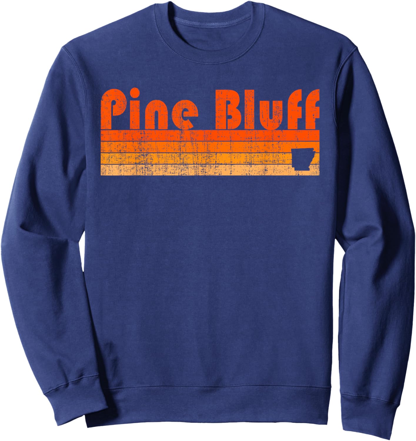 Pine Bluff, Arkansas Retro 80s Style Sweatshirt - Sweatshirt | Navy