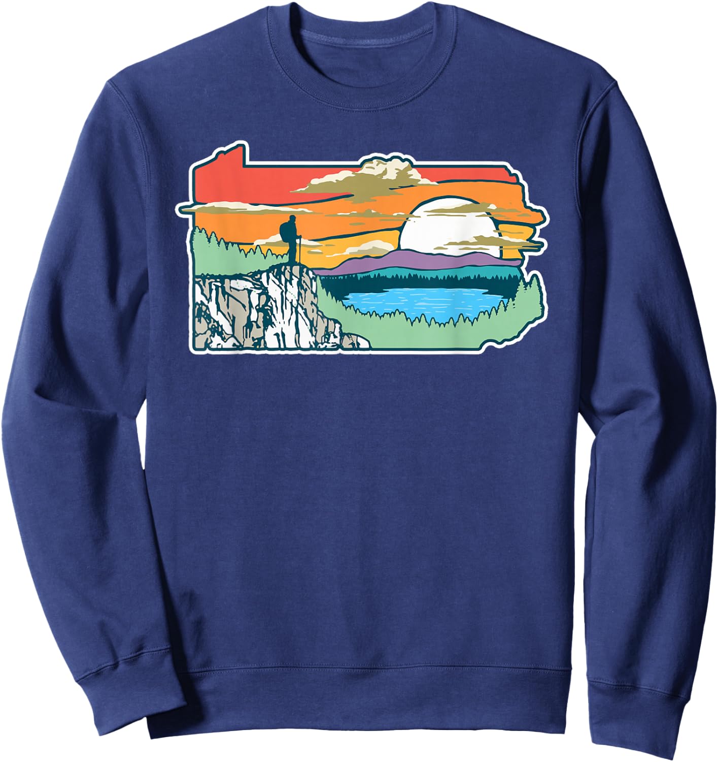 State of Pennsylvania Nature Illustration Outdoor Graphic Sweatshirt - Sweatshirt | Navy