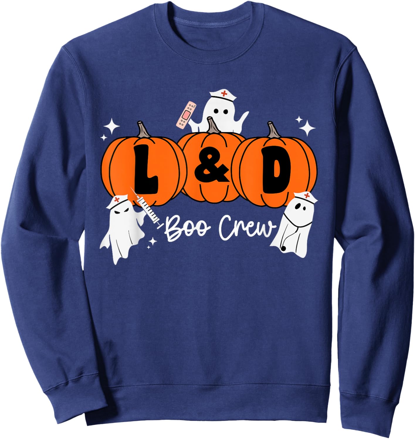 Labor and Delivery Halloween Pumpkin L&D Boo Crew Nurse Sweatshirt - Sweatshirt | Navy