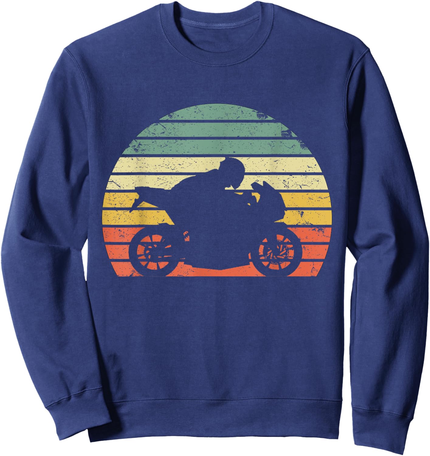 Vintage Biker Motorcycle Shirt Silhouette Retro Sweatshirt - Sweatshirt | Navy