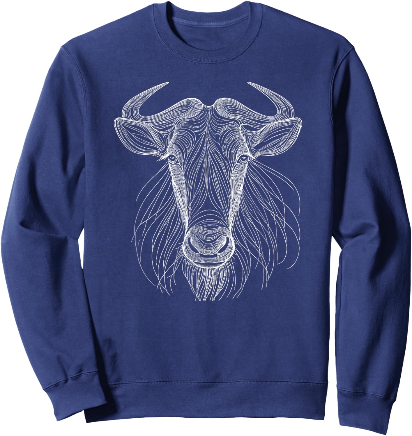 Line Art Wildebeest Wildebeests Sweatshirt - Sweatshirt | Navy