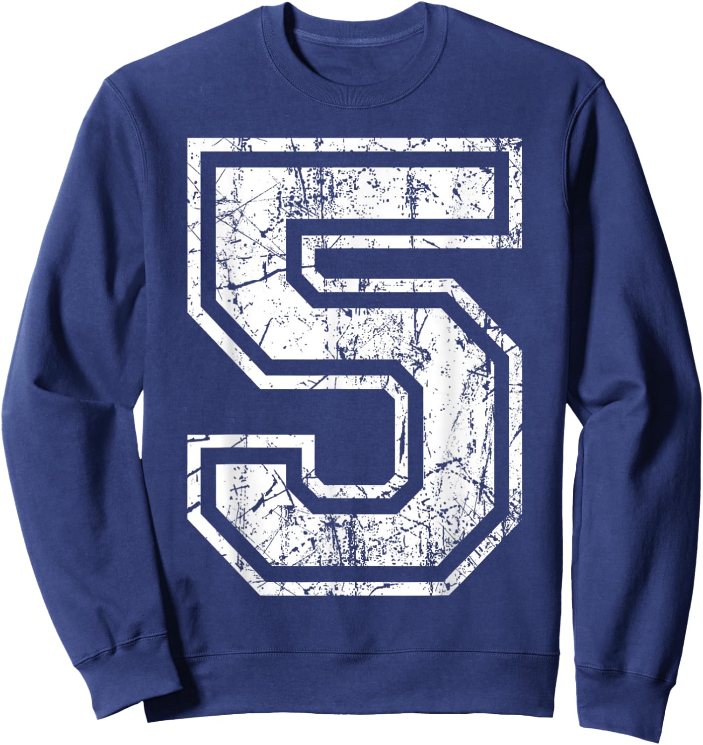 Sports Jersey Grunge Number 5 Fan Team Player Birthday Gift Sweatshirt - Sweatshirt | Navy