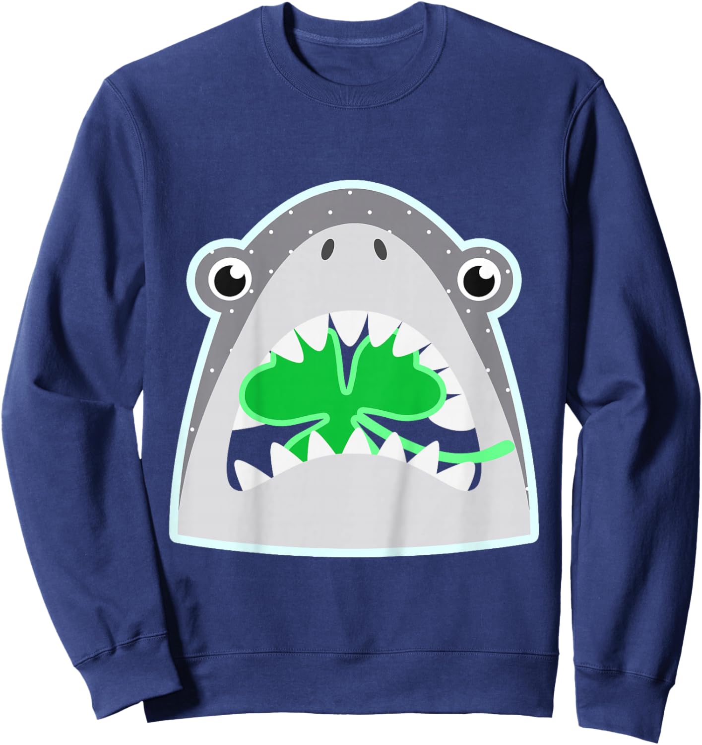 Toddler St Patricks Day Shark Shamrock Boys Lucky Clover Sweatshirt - Sweatshirt | Navy