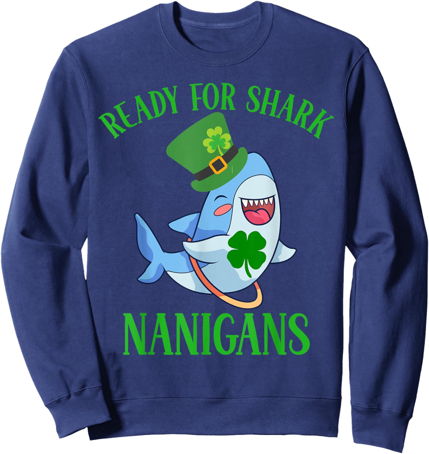 Boys St Patricks Day Shirts With Sharks Shenanigans Funny Sweatshirt - Sweatshirt | Navy