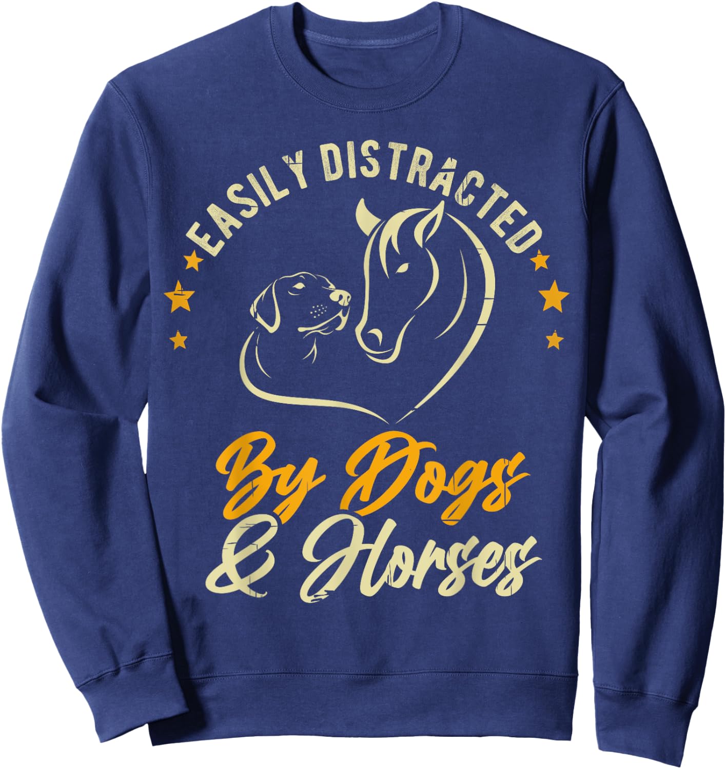 Easily Distracted By Dogs And Horses Dog Mom Horse Mom Women Girls Kids Sweatshirt - Sweatshirt | Navy