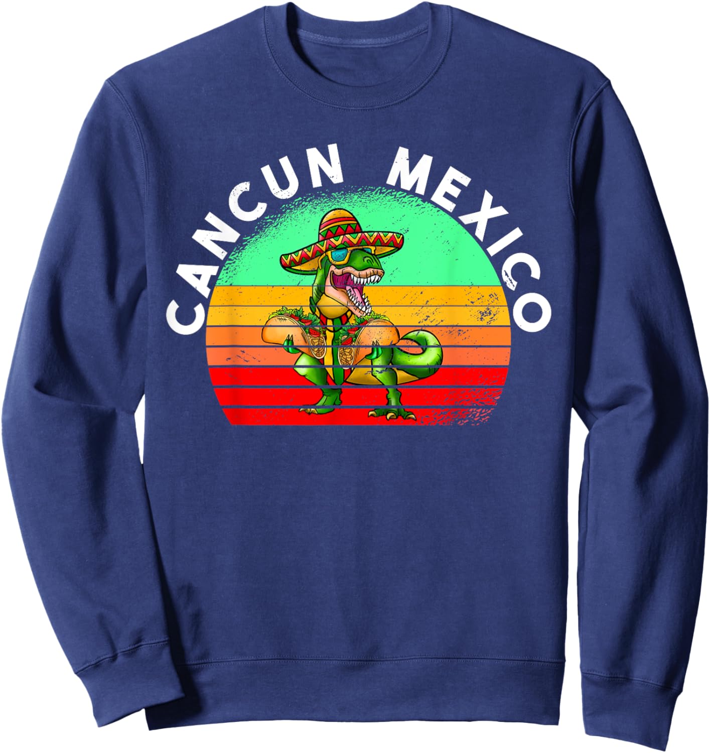 Cancun Mexico Vintage T-Rex Sweatshirt - Sweatshirt | Navy