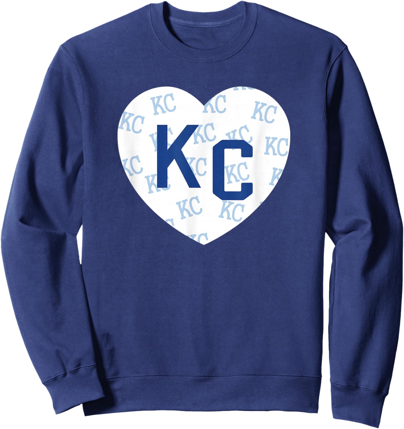 Blue Kc Heart Kansas City 2 Letter Kc Pattern Love KC Blue Sweatshirt - Sweatshirt | Navy