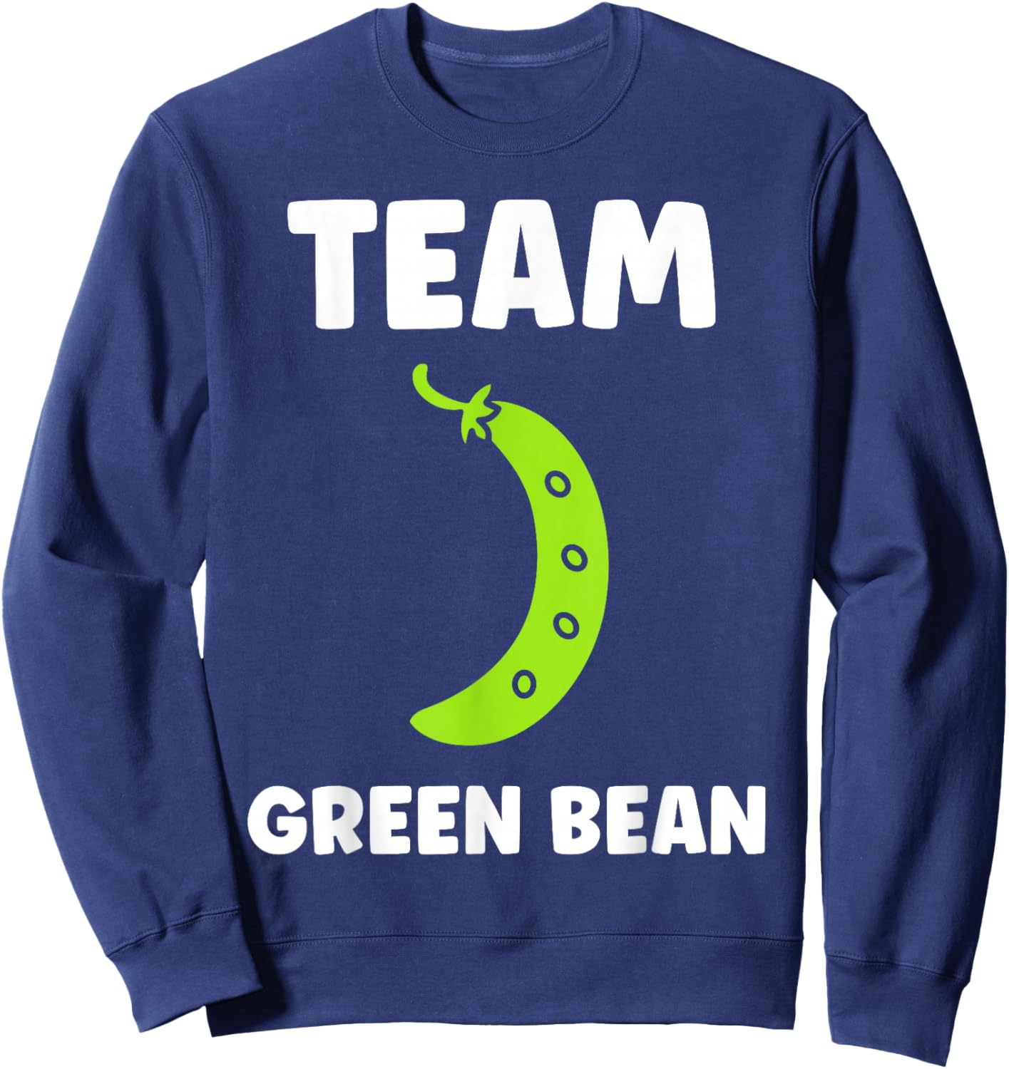 Funny Minimalist Vegetable Simple Team Green Bean Sweatshirt - Sweatshirt | Navy