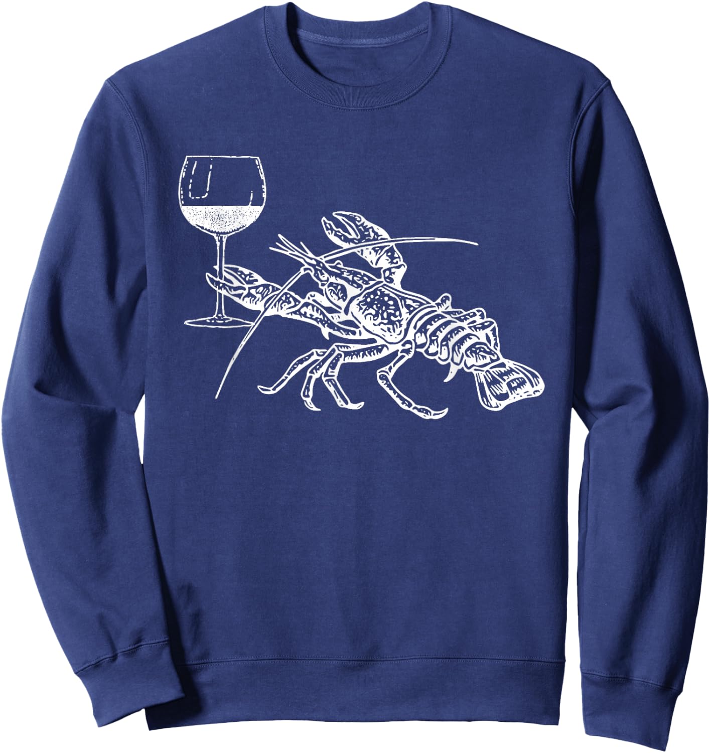 Lobster Wine Drinking Shirt Funny Beach Cruise Vacation Gift Sweatshirt - Sweatshirt | Navy