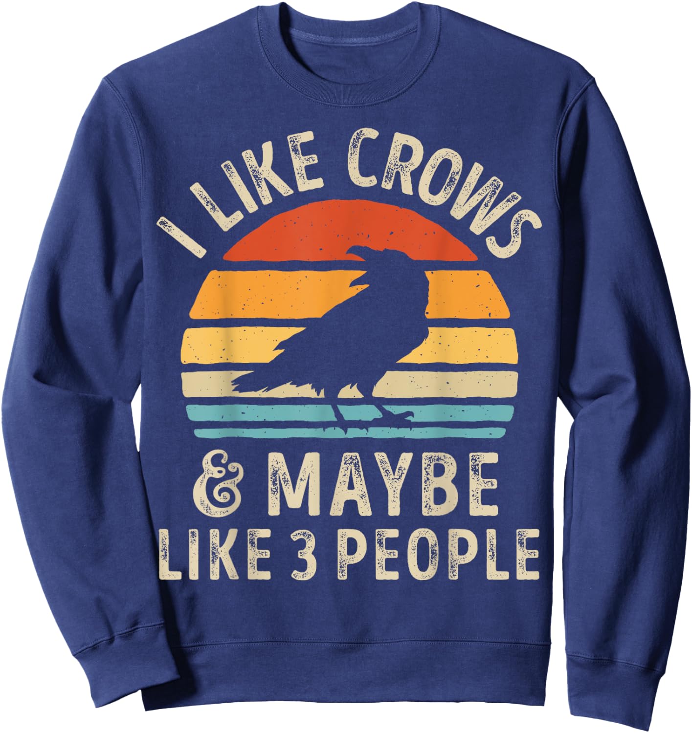 I Like Crows and Maybe 3 People Funny Crow Retro Vintage Sweatshirt - Sweatshirt | Navy