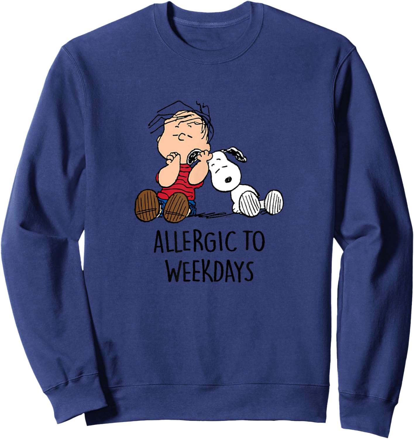 Peanuts - Linus & Snoopy - Allergic to Days of the Week Sweatshirt - Sweatshirt | Navy