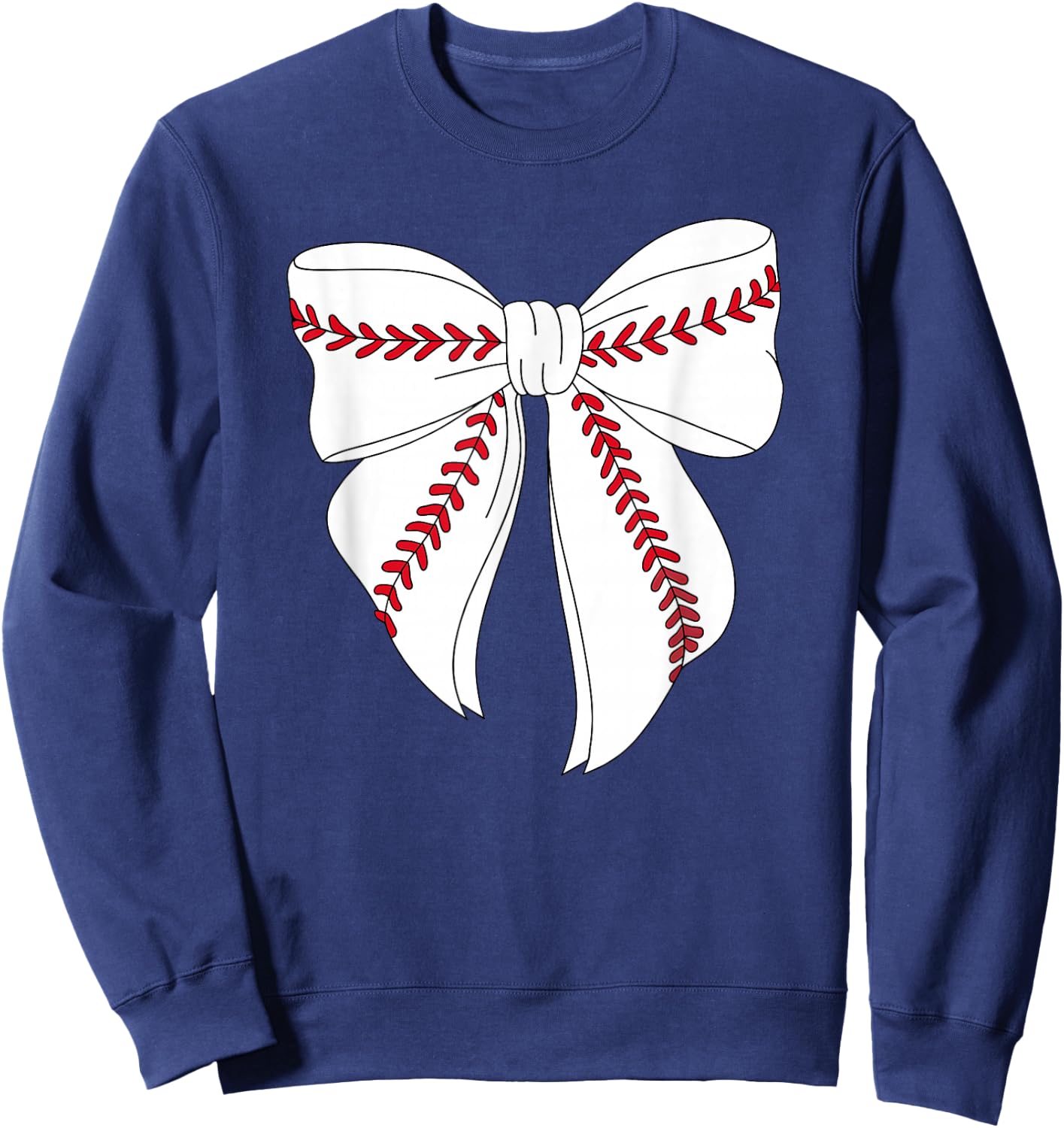 Cute Baseball Coquette Bow Girls Baseball Mom Mama Sweatshirt - Sweatshirt | Navy