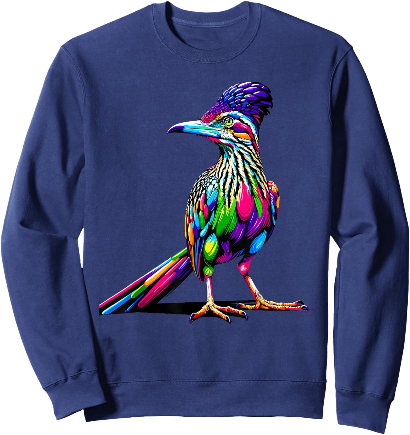 Colorful Pop Art Roadrunner Chaparral Bird Sweatshirt - Sweatshirt | Navy