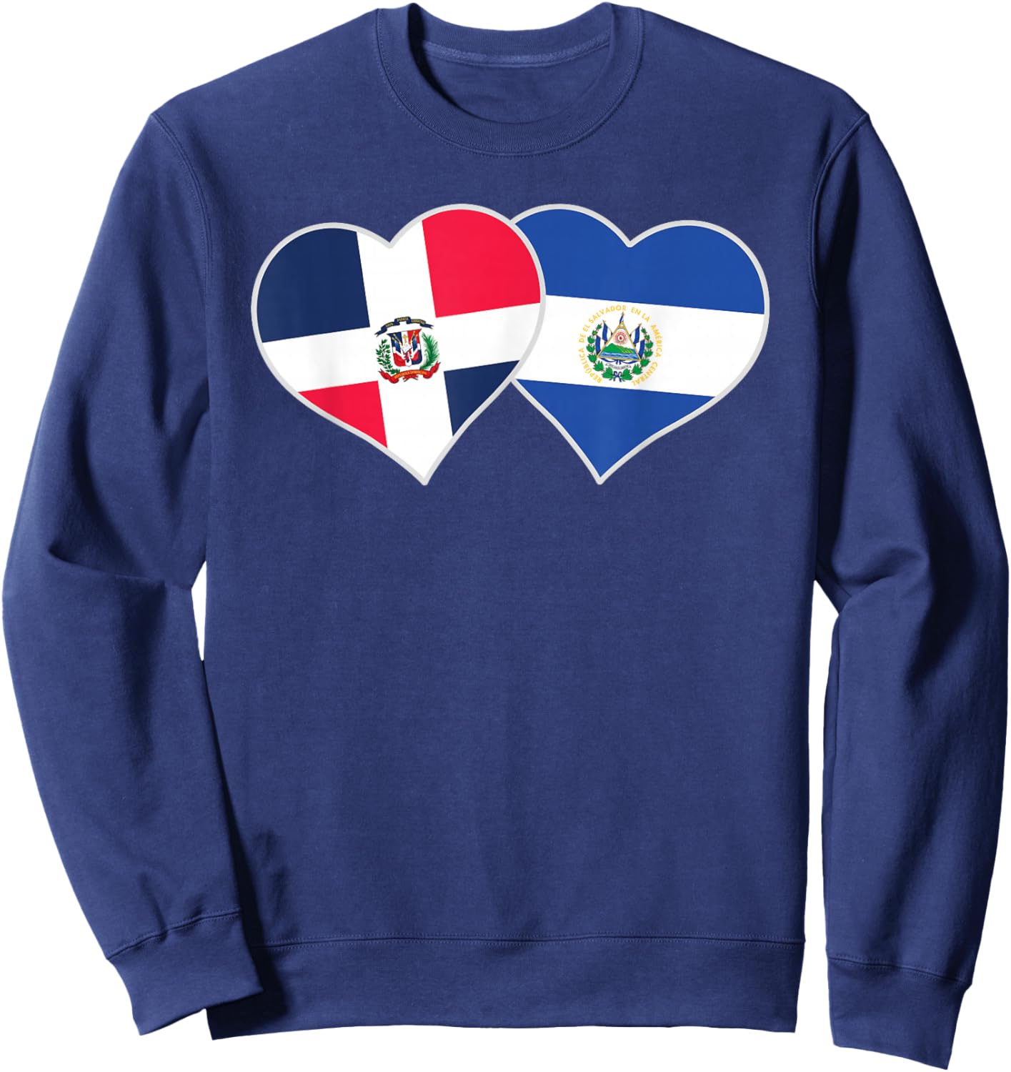 Dominican Salvadorian Flag Heart Dominican El Salvador Sweatshirt - Sweatshirt | Navy