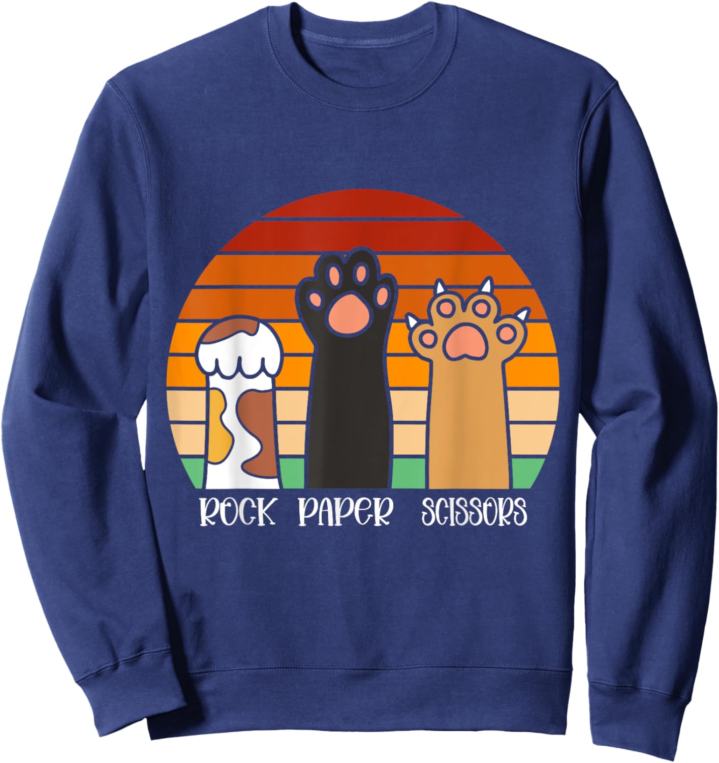 Rock Paper Scissors Game Kitten Lover Animal Paws Cat Sweatshirt - Sweatshirt | Navy
