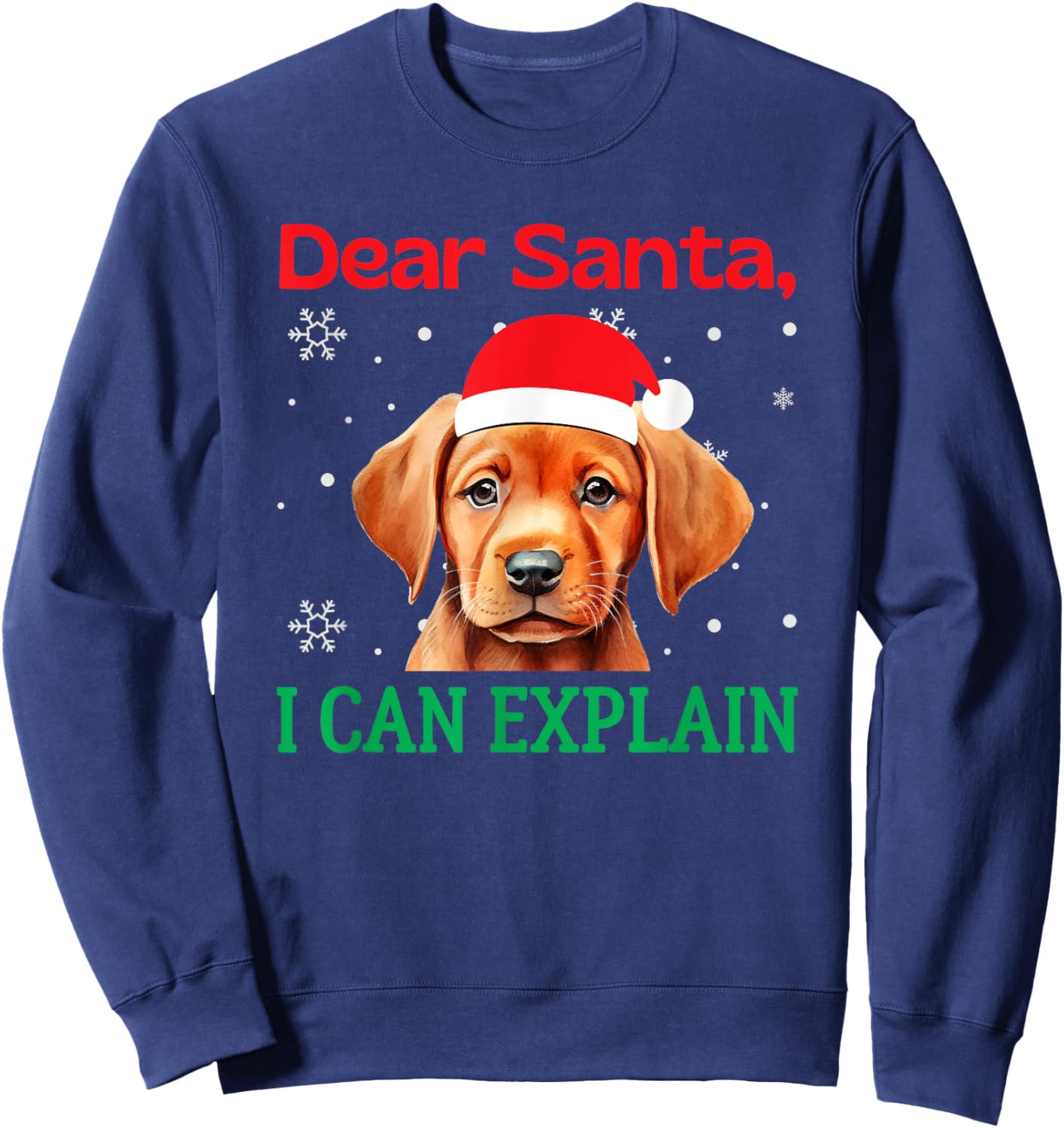 Fox Red Lab Christmas Santa Labrador Retriever Sweatshirt - Sweatshirt | Navy