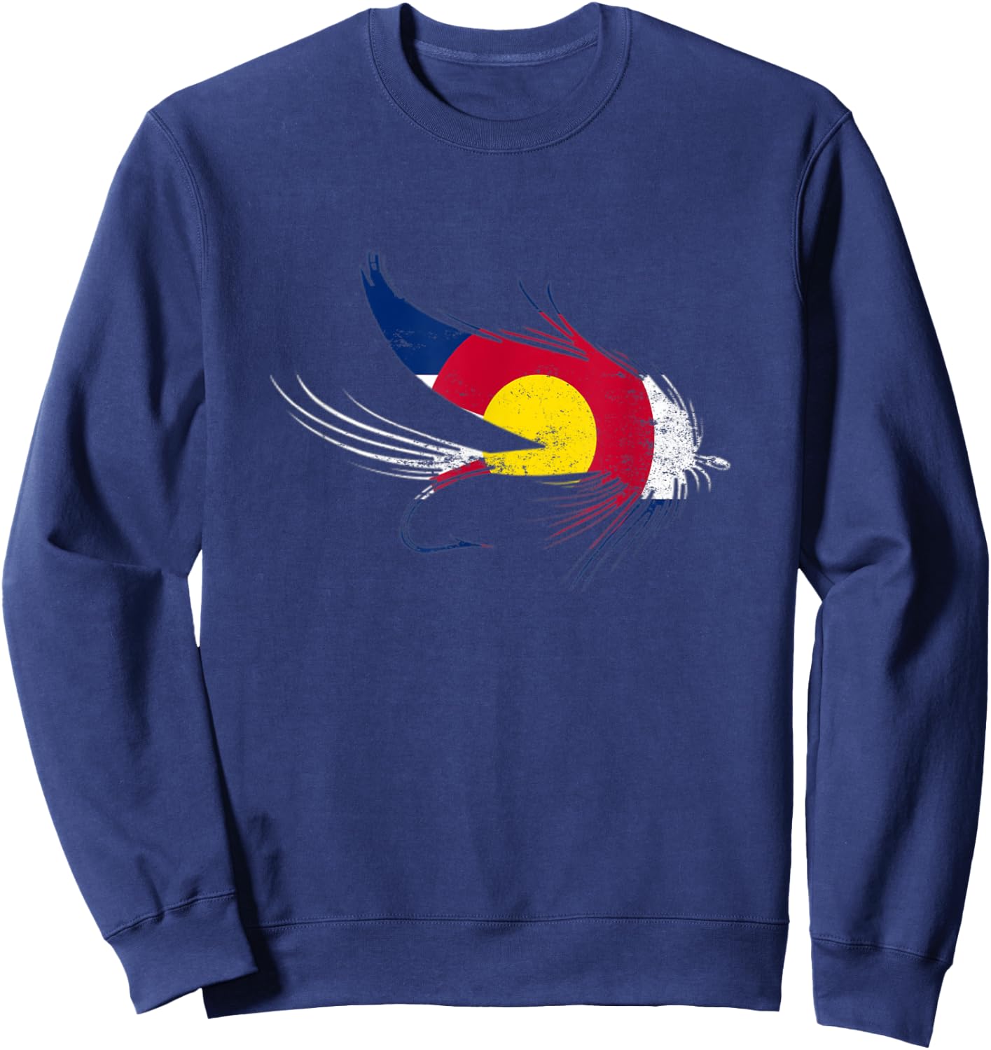 Colorado Fly Fishing Flag Hook, Gift Fly Fishing Lovers Sweatshirt - Sweatshirt | Navy